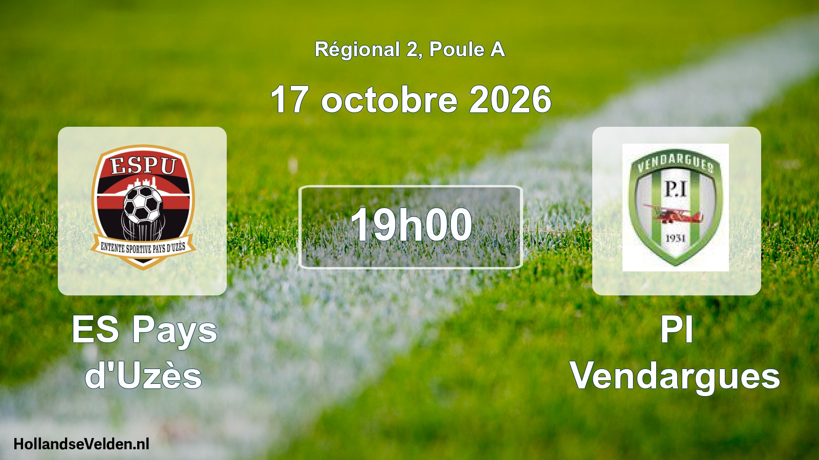 Match programmé: ES Pays d'Uzès - PI Vendargues (17 octobre 2026)