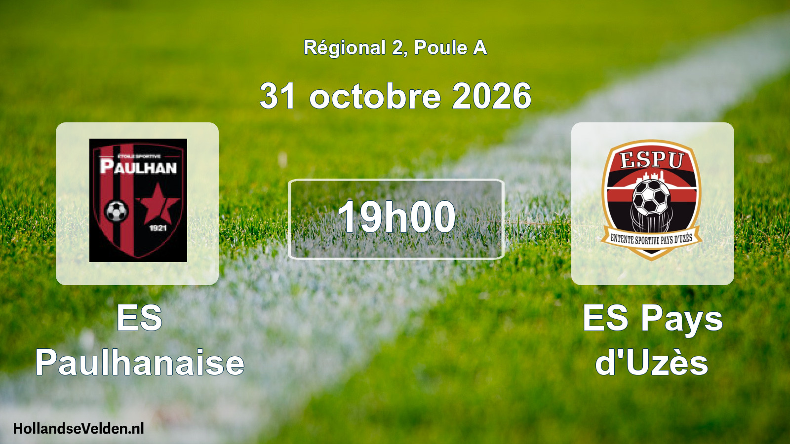 Match programmé: ES Paulhanaise - ES Pays d'Uzès (31 octobre 2026)