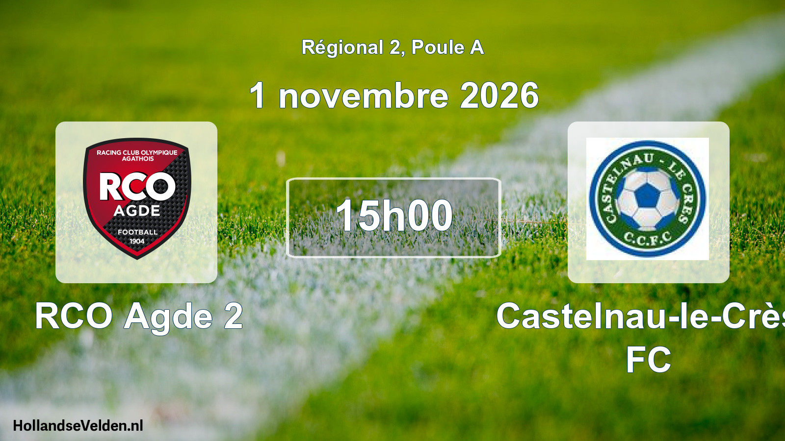 Scheduled Match: RCO Agde 2 - Castelnau-le-Crès FC (1 November 2026)