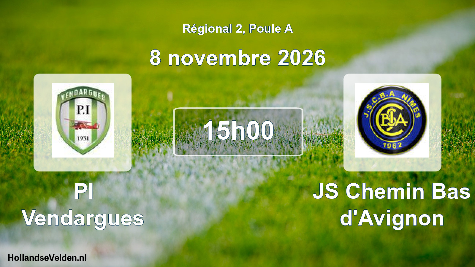 Match programmé: PI Vendargues - JS Chemin Bas d'Avignon (8 novembre 2026)