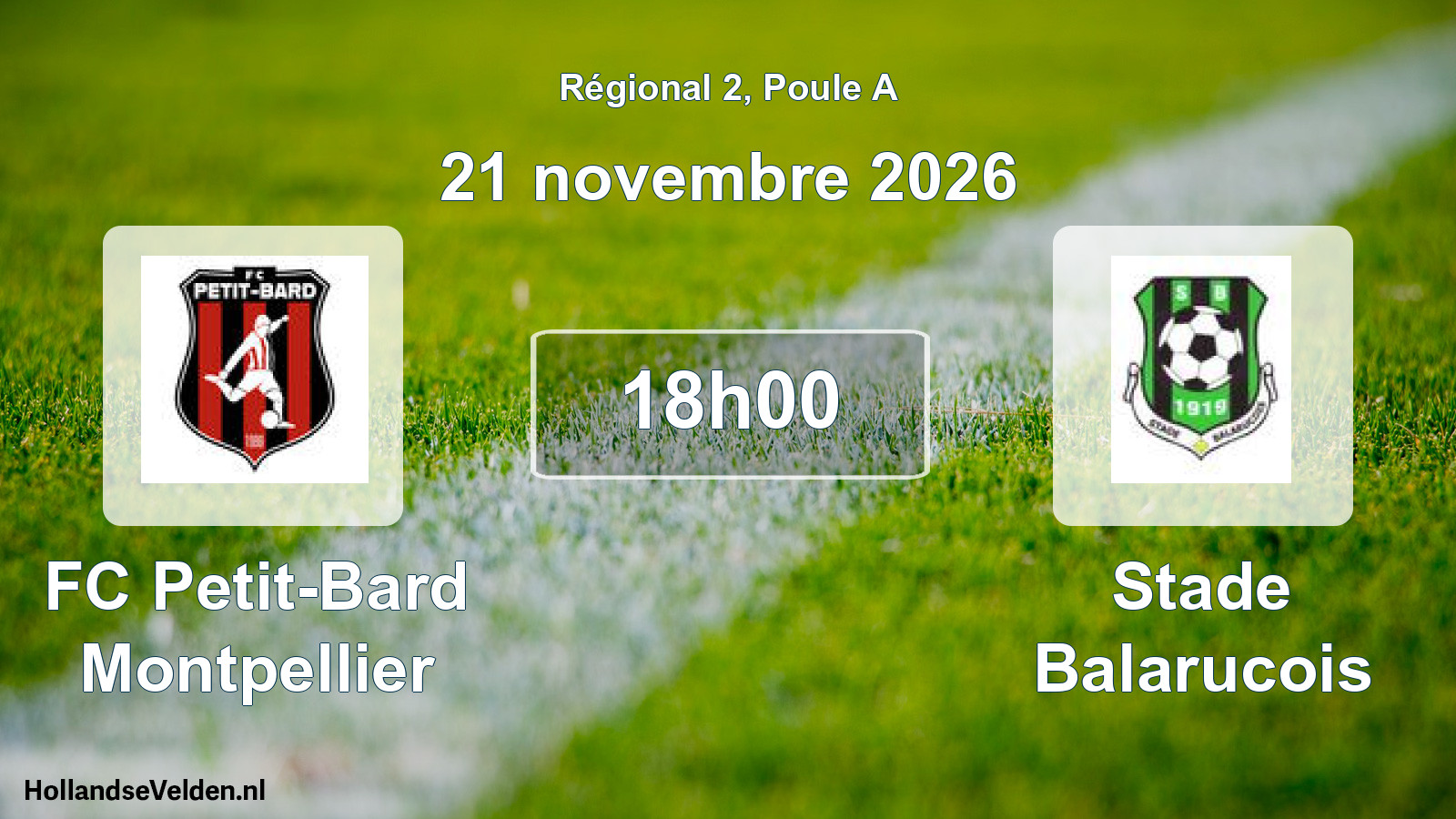 Match programmé: FC Petit-Bard Montpellier - Stade Balarucois (21 novembre 2026)
