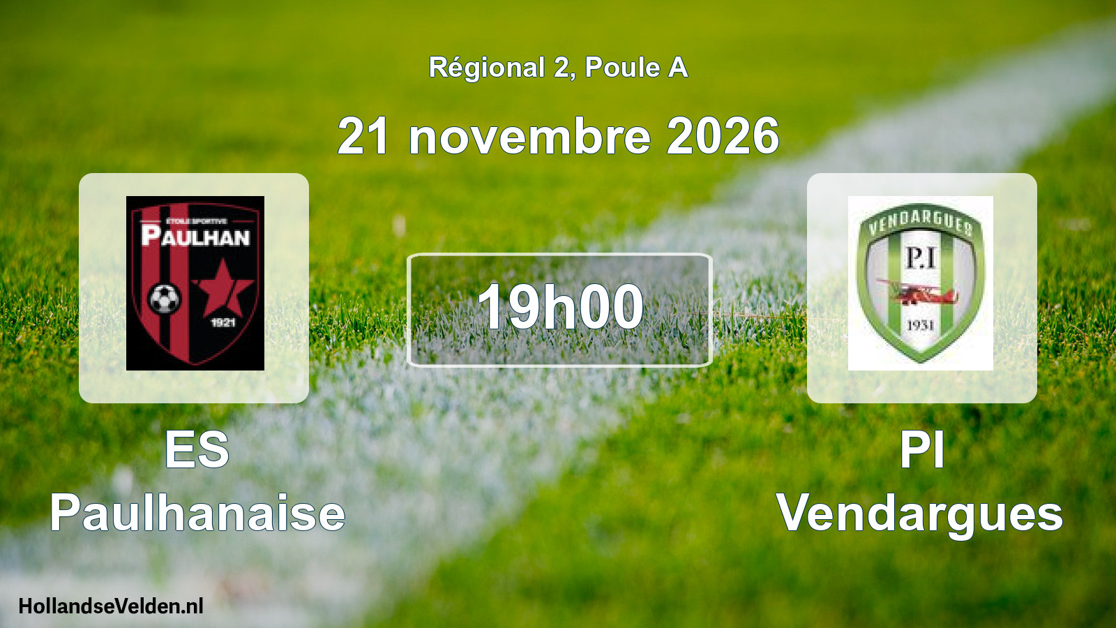 Match programmé: ES Paulhanaise - PI Vendargues (21 novembre 2026)