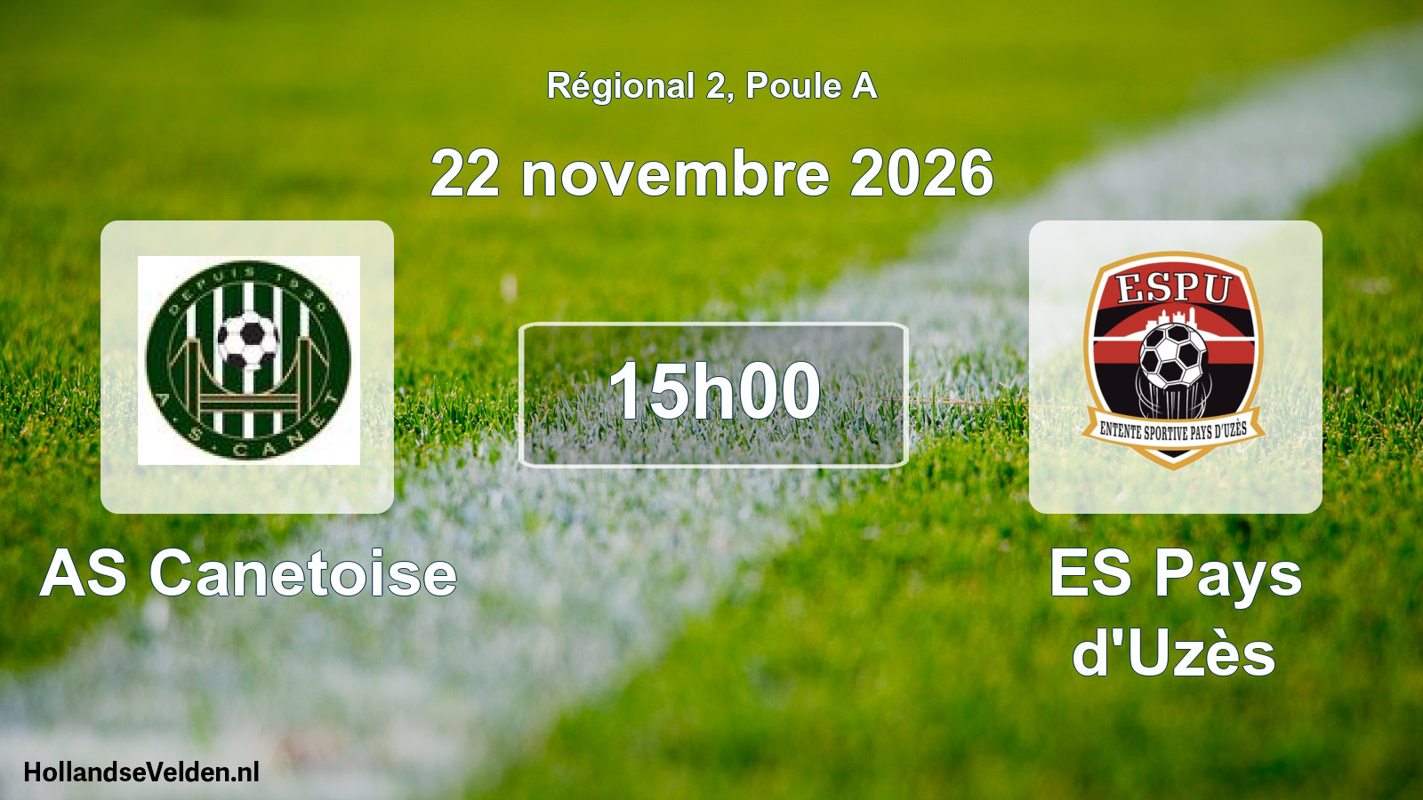 Match programmé: AS Canetoise - ES Pays d'Uzès (22 novembre 2026)