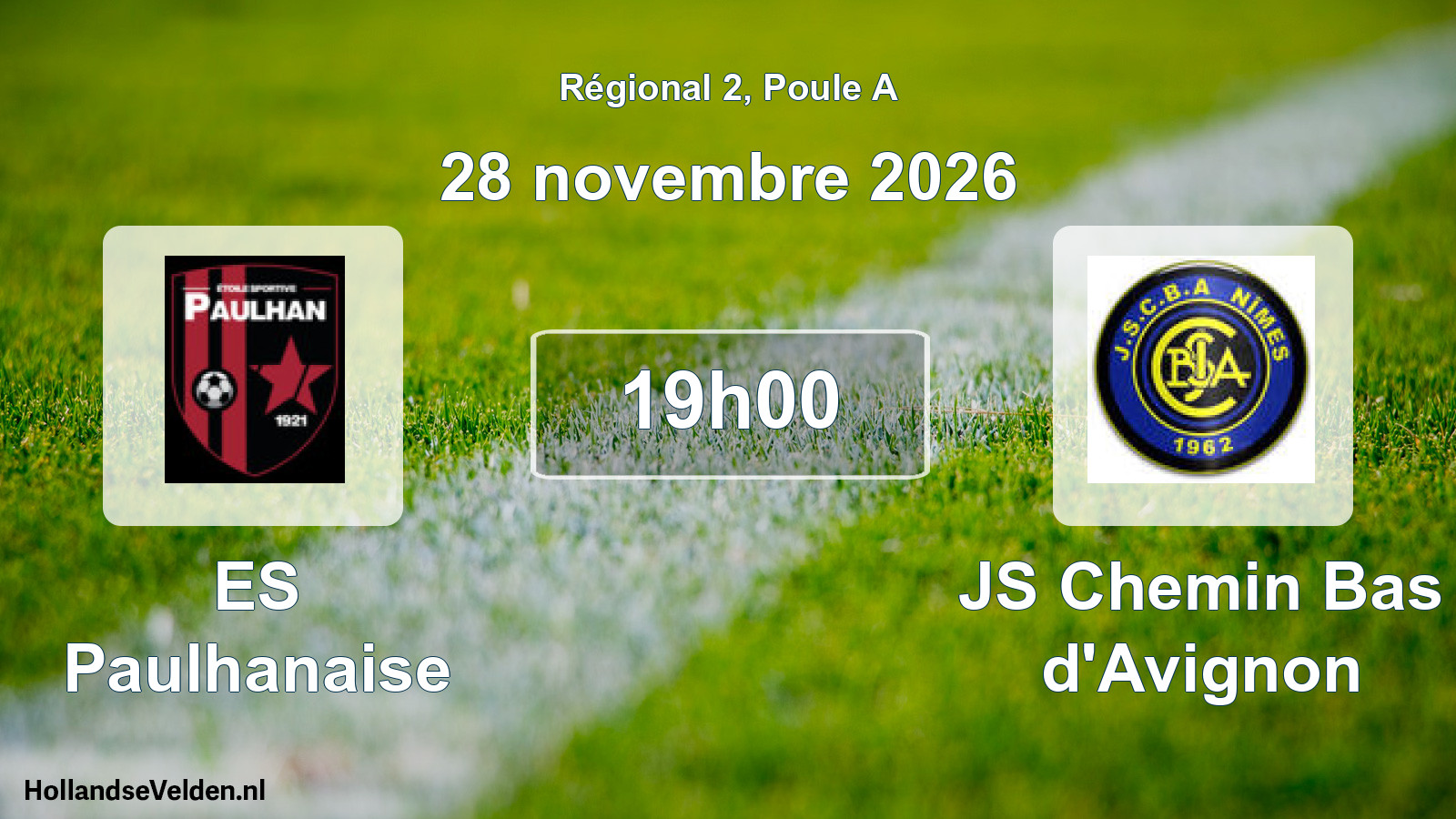 Match programmé: ES Paulhanaise - JS Chemin Bas d'Avignon (28 novembre 2026)