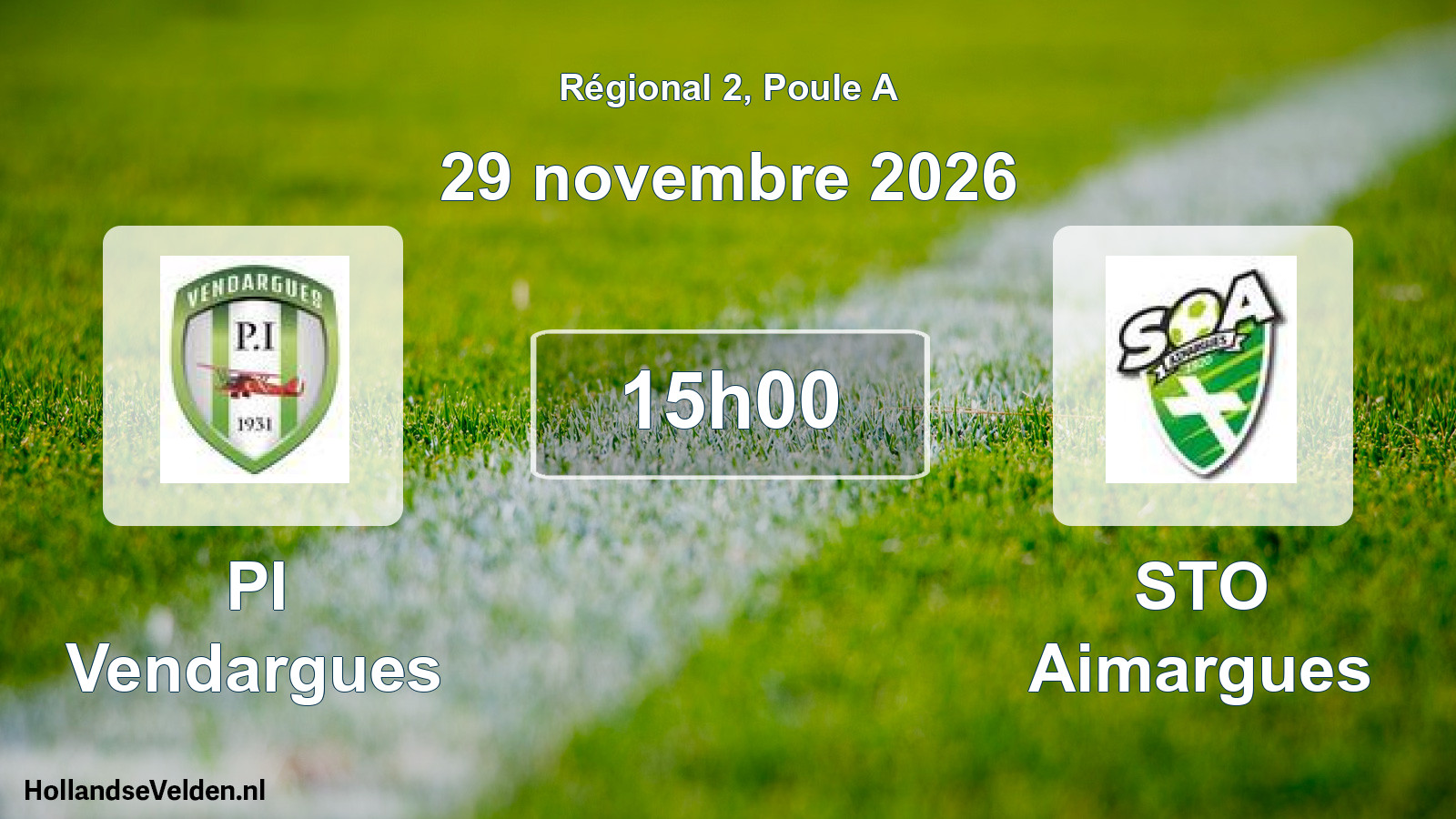 Match programmé: PI Vendargues - STO Aimargues (29 novembre 2026)