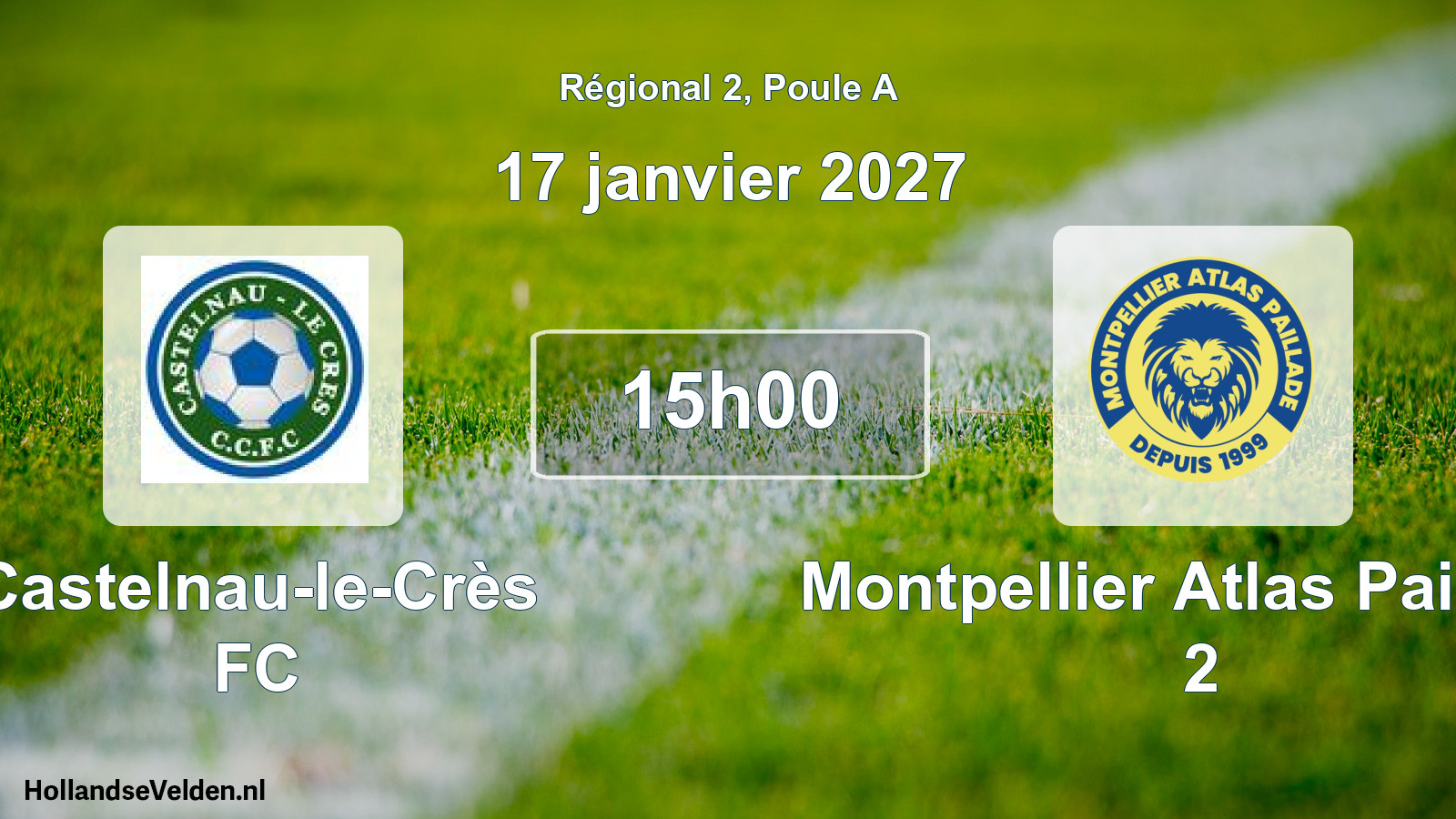 Match programmé: Castelnau-le-Crès FC - Montpellier Atlas Paillade 2 (17 janvier 2027)
