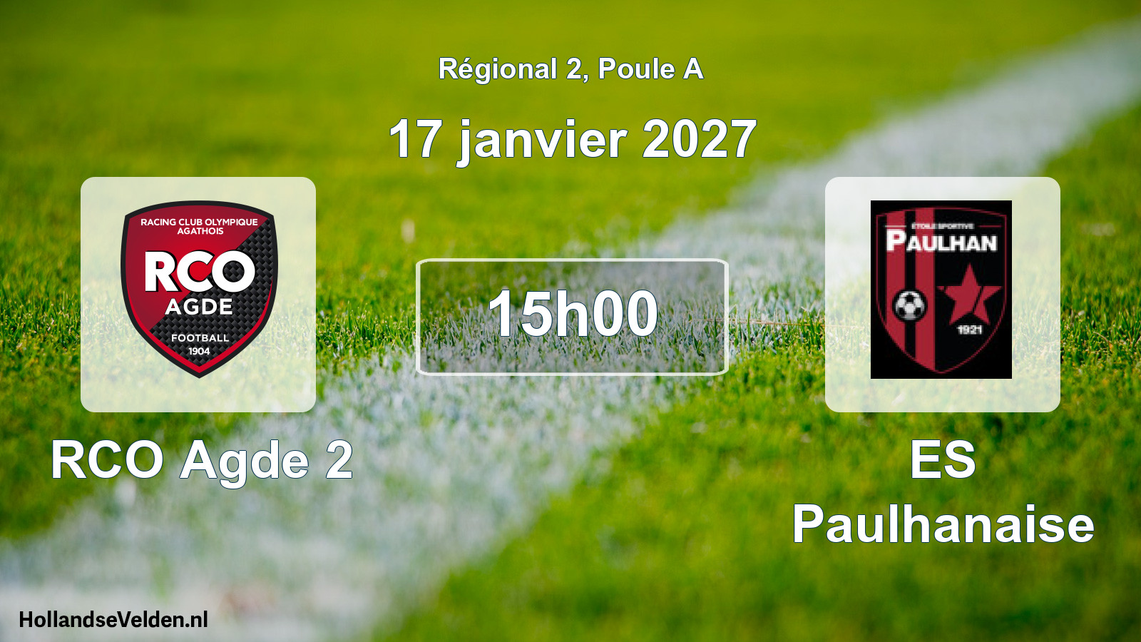 Match programmé: RCO Agde 2 - ES Paulhanaise (17 janvier 2027)