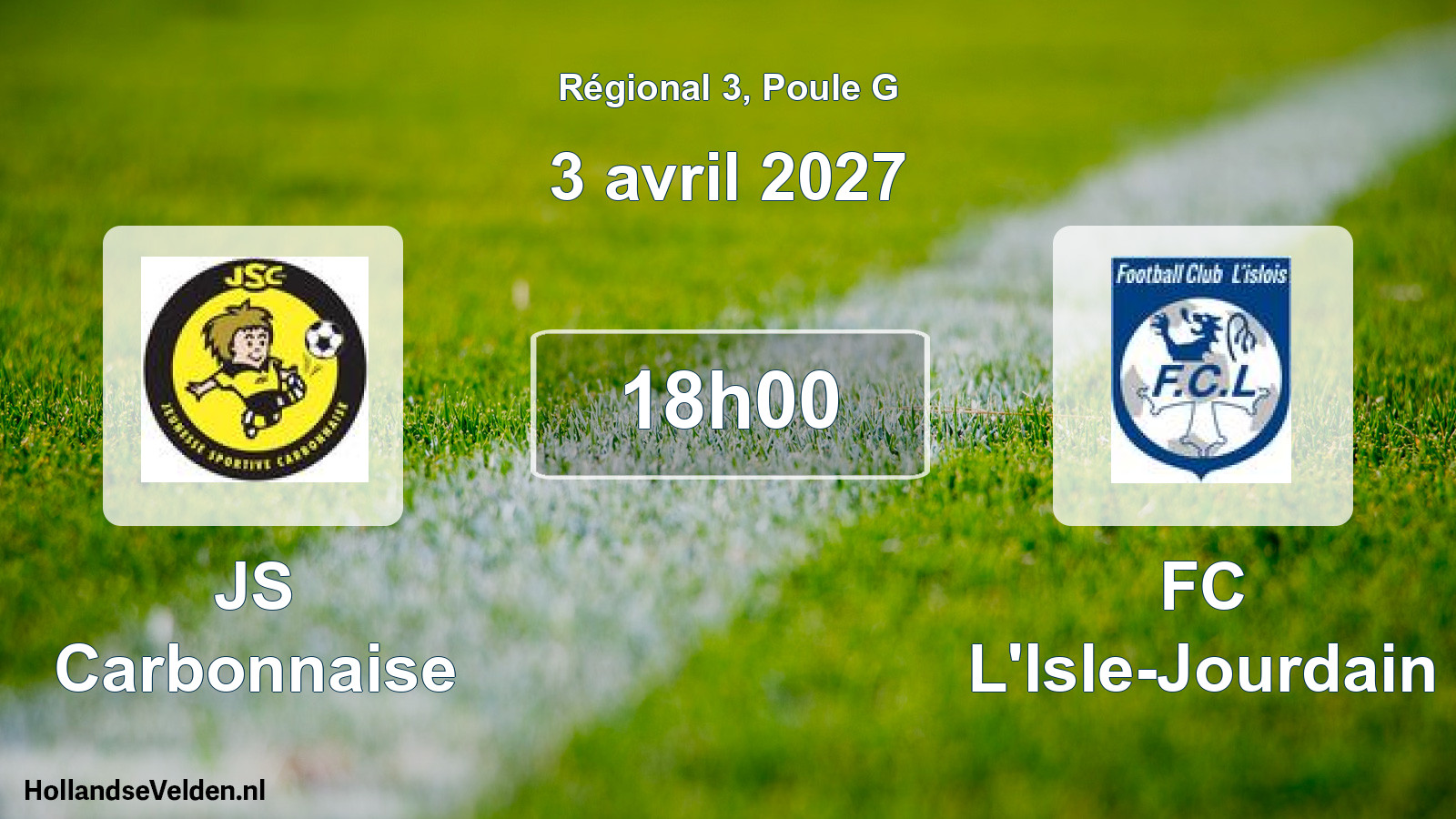 Match programmé: JS Carbonnaise - FC L'Isle-Jourdain (3 avril 2027)