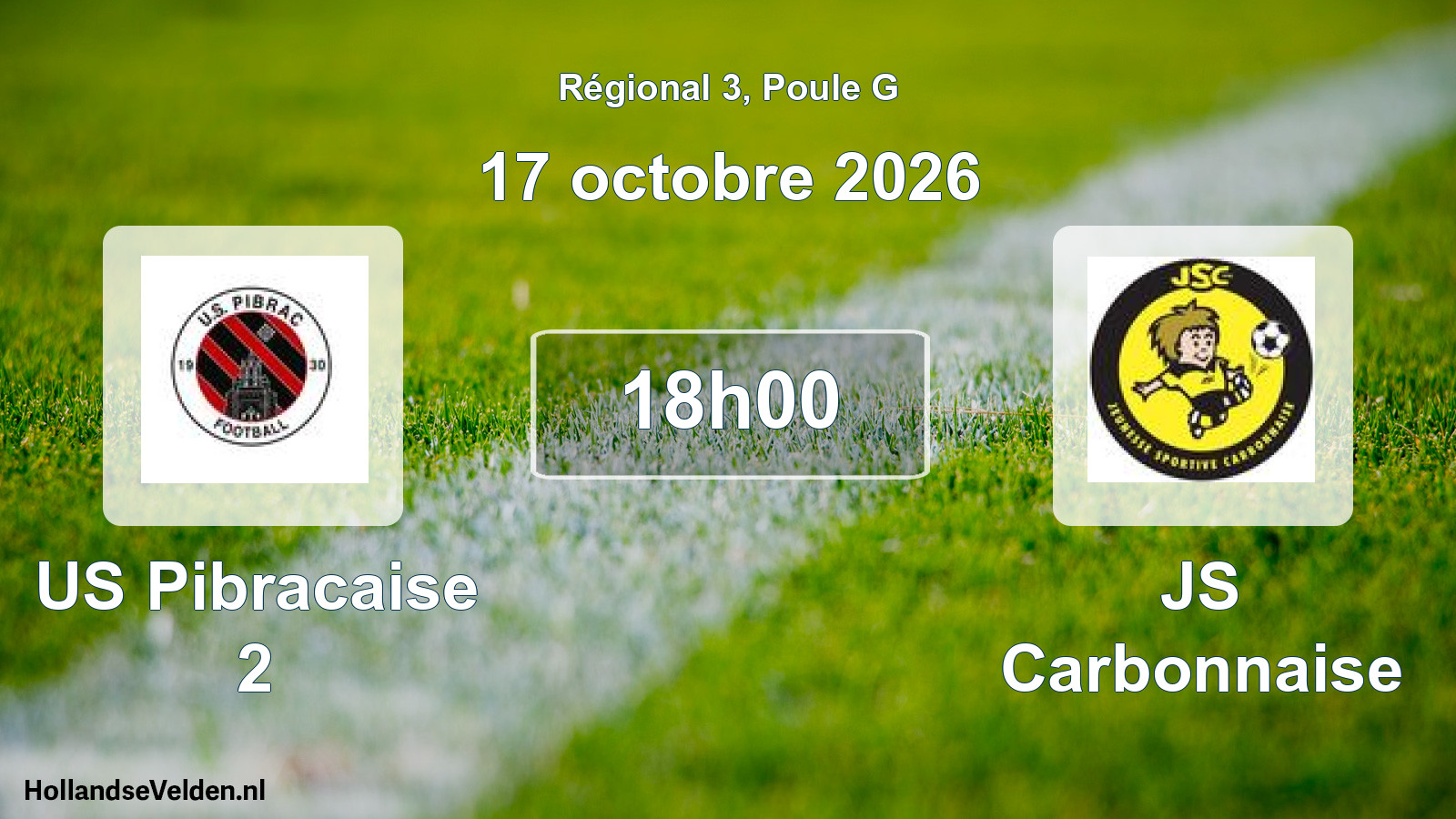 Match programmé: US Pibracaise 2 - JS Carbonnaise (17 octobre 2026)