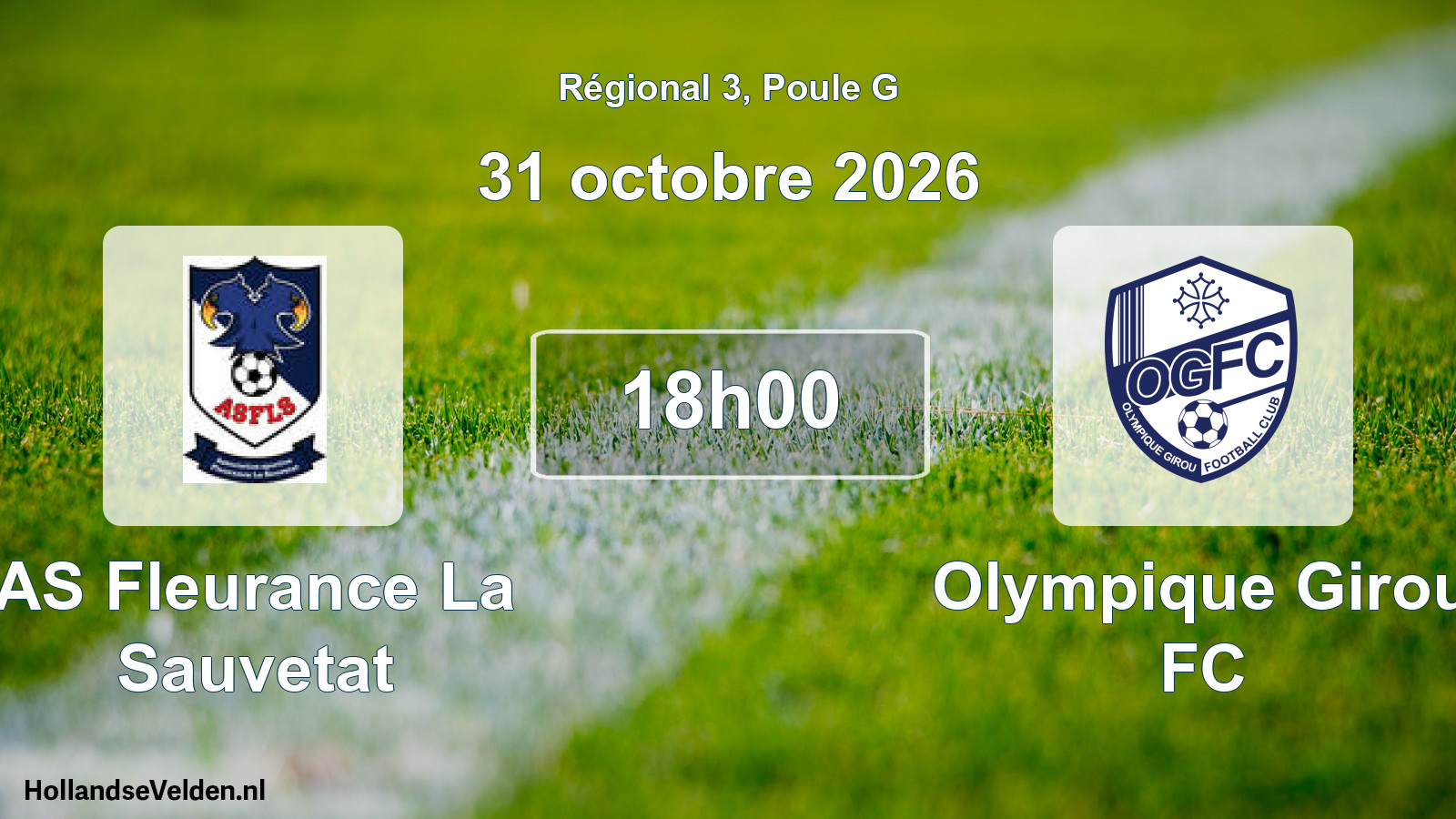 Match programmé: AS Fleurance La Sauvetat - Olympique Girou FC (31 octobre 2026)