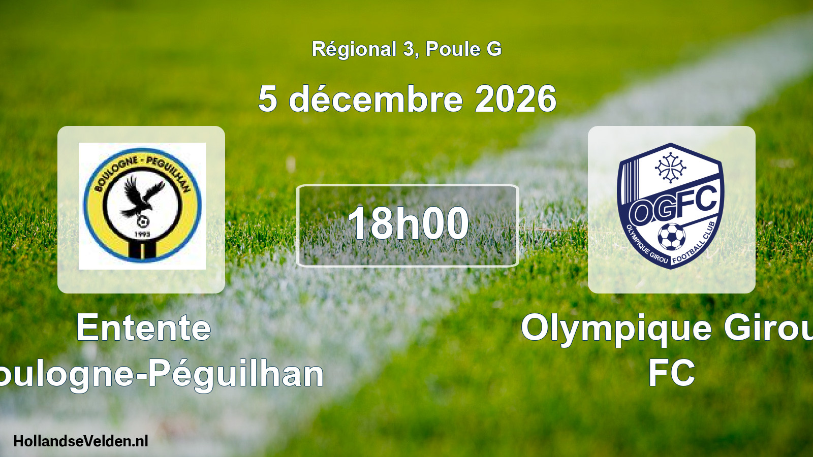 Match programmé: Entente Boulogne-Péguilhan - Olympique Girou FC (5 décembre 2026)