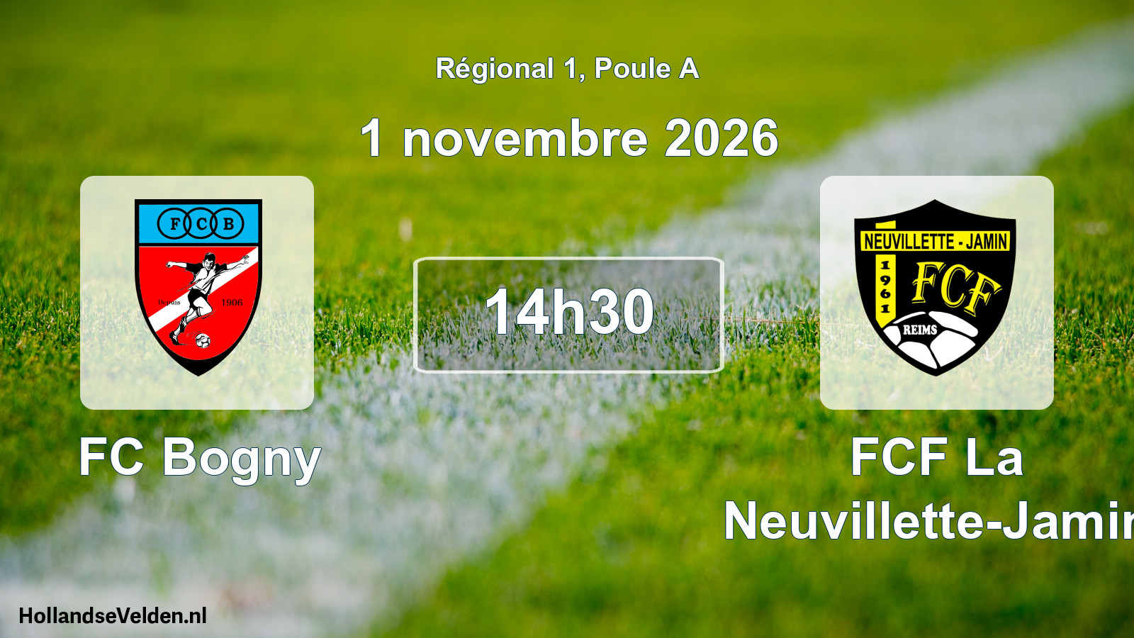 Match programmé: FC Bogny - FCF La Neuvillette-Jamin (1 novembre 2026)