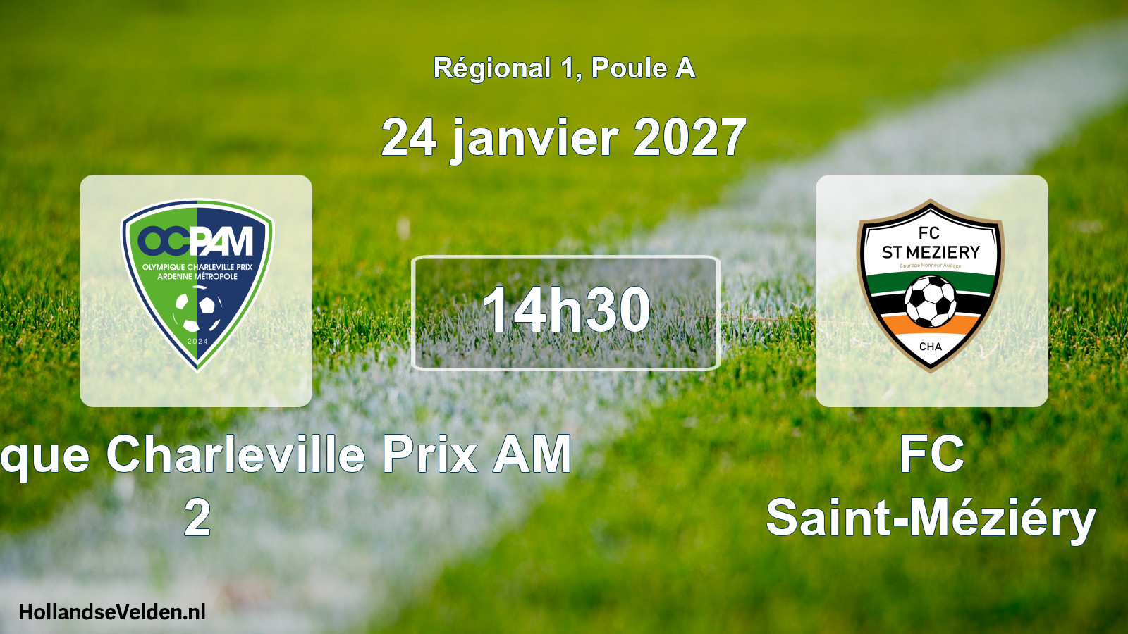 Match programmé: Olympique Charleville Prix AM 2 - FC Saint-Méziéry (24 janvier 2027)