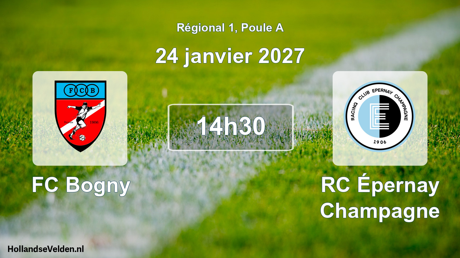 Match programmé: FC Bogny - RC Épernay Champagne (24 janvier 2027)