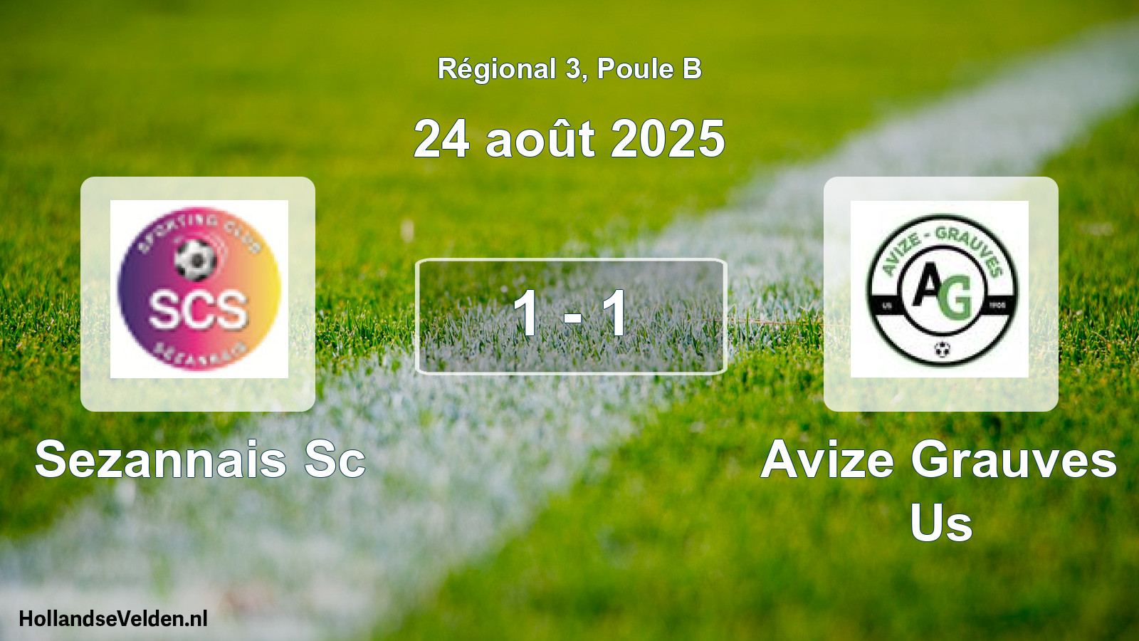 Gespeelde wedstrijd: Sezannais Sc - Avize Grauves Us 1 - 1 (24 août 2025)