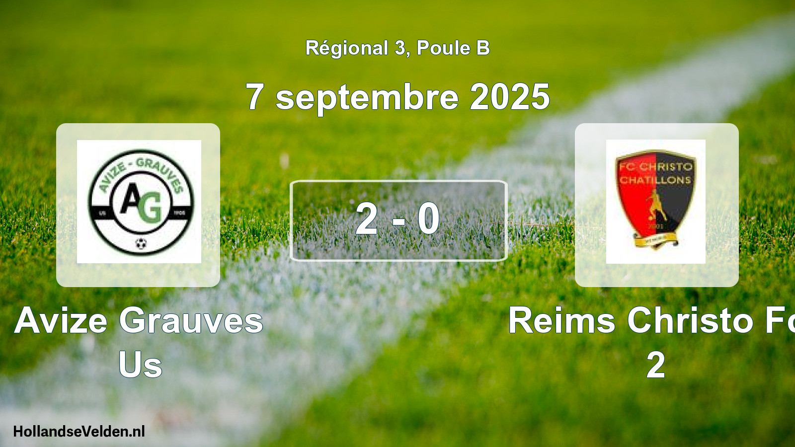 Gespeelde wedstrijd: Avize Grauves Us - Reims Christo Fc 2 2 - 0 (7 september 2025)