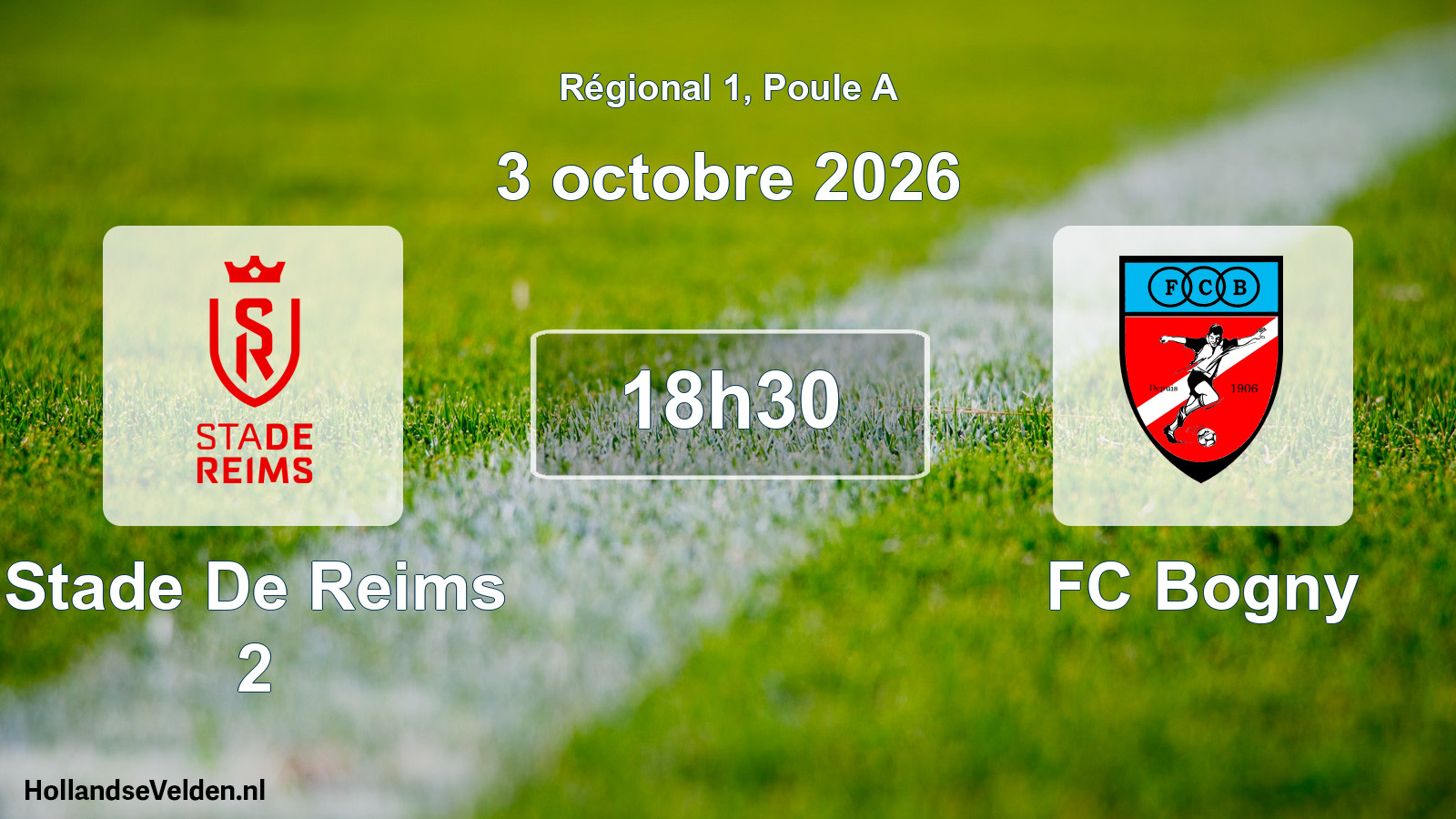 Match programmé: Stade De Reims 2 - FC Bogny (3 octobre 2026)