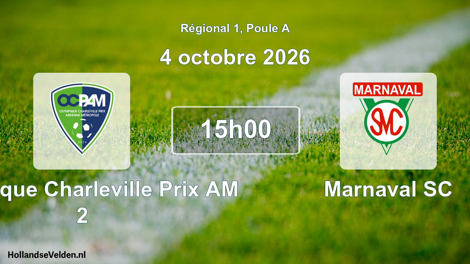 Match programmé: Olympique Charleville Prix AM 2 - Marnaval SC (4 octobre 2026)