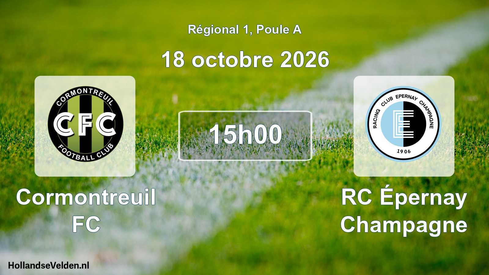 Match programmé: Cormontreuil FC - RC Épernay Champagne (18 octobre 2026)