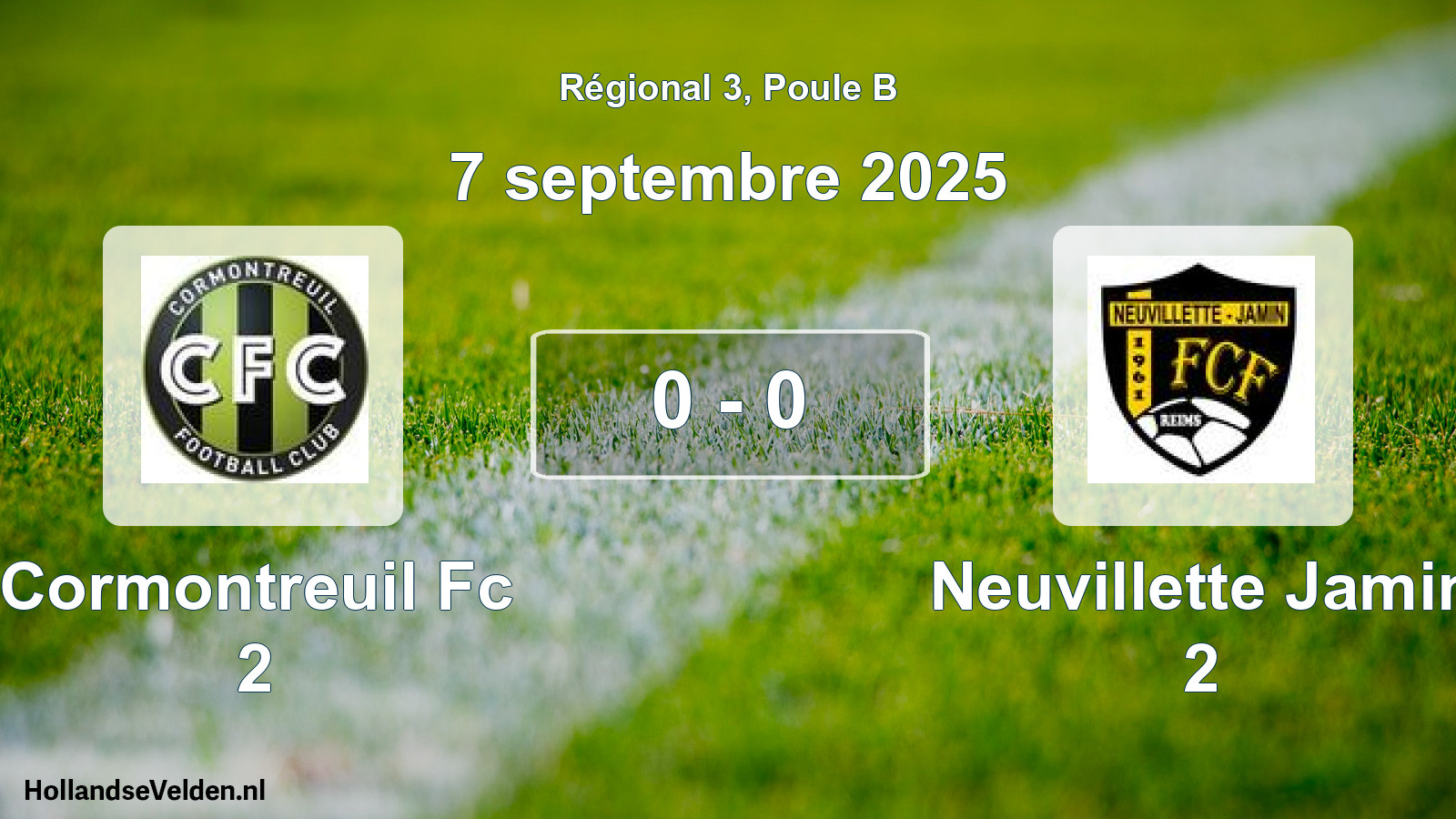 Gespeelde wedstrijd: Cormontreuil Fc 2 - Neuvillette Jamin 2 0 - 0 (7 septembre 2025)