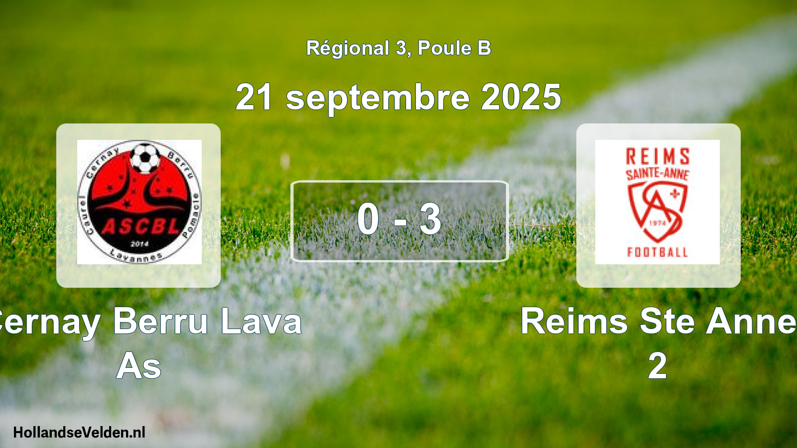 Gespeelde wedstrijd: Cernay Berru Lava As - Reims Ste Anne 2 0 - 3 (21 septembre 2025)