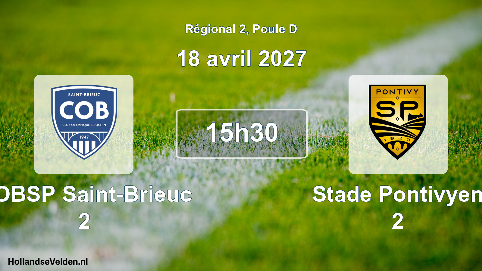 Match programmé: COBSP Saint-Brieuc 2 - Stade Pontivyen 2 (18 avril 2027)