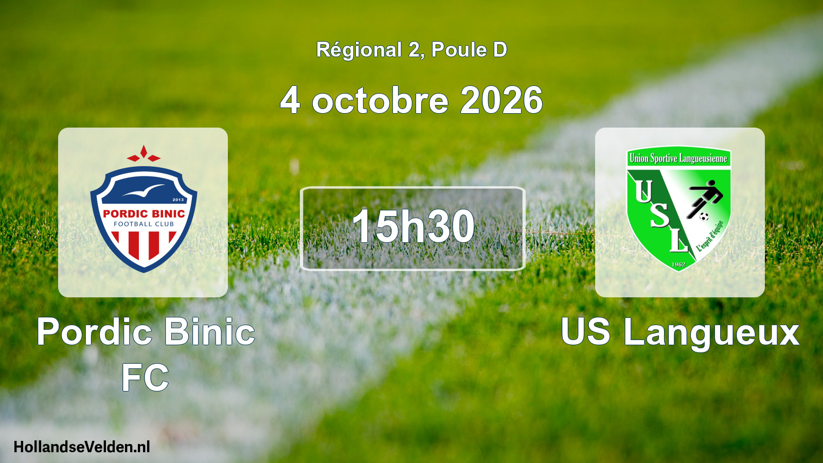Match programmé: Pordic Binic FC - US Langueux (4 octobre 2026)