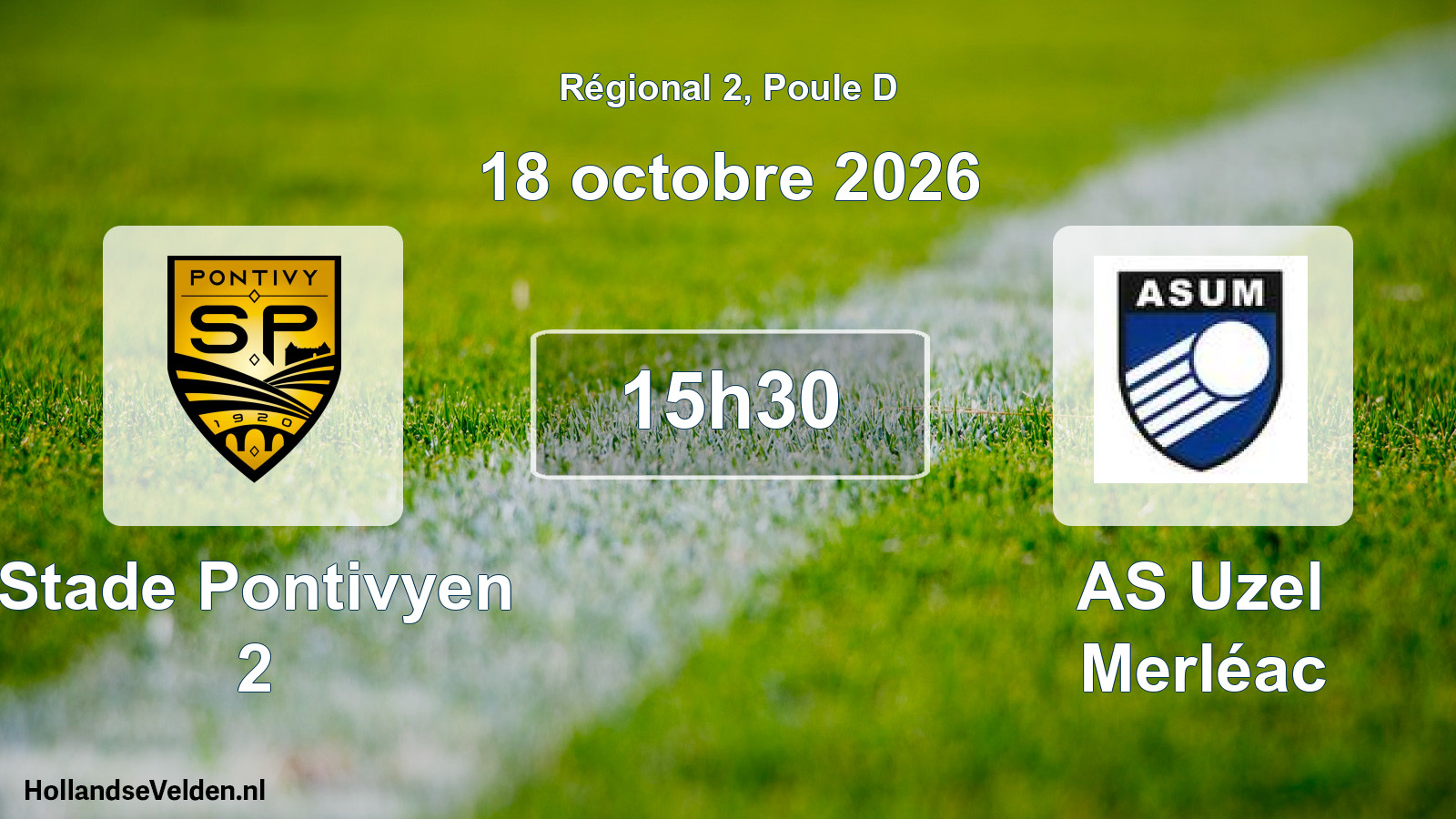 Match programmé: Stade Pontivyen 2 - AS Uzel Merléac (18 octobre 2026)