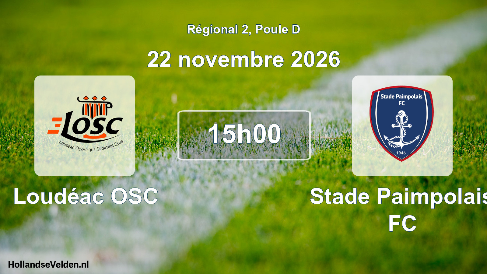 Match programmé: Loudéac OSC - Stade Paimpolais FC (22 novembre 2026)