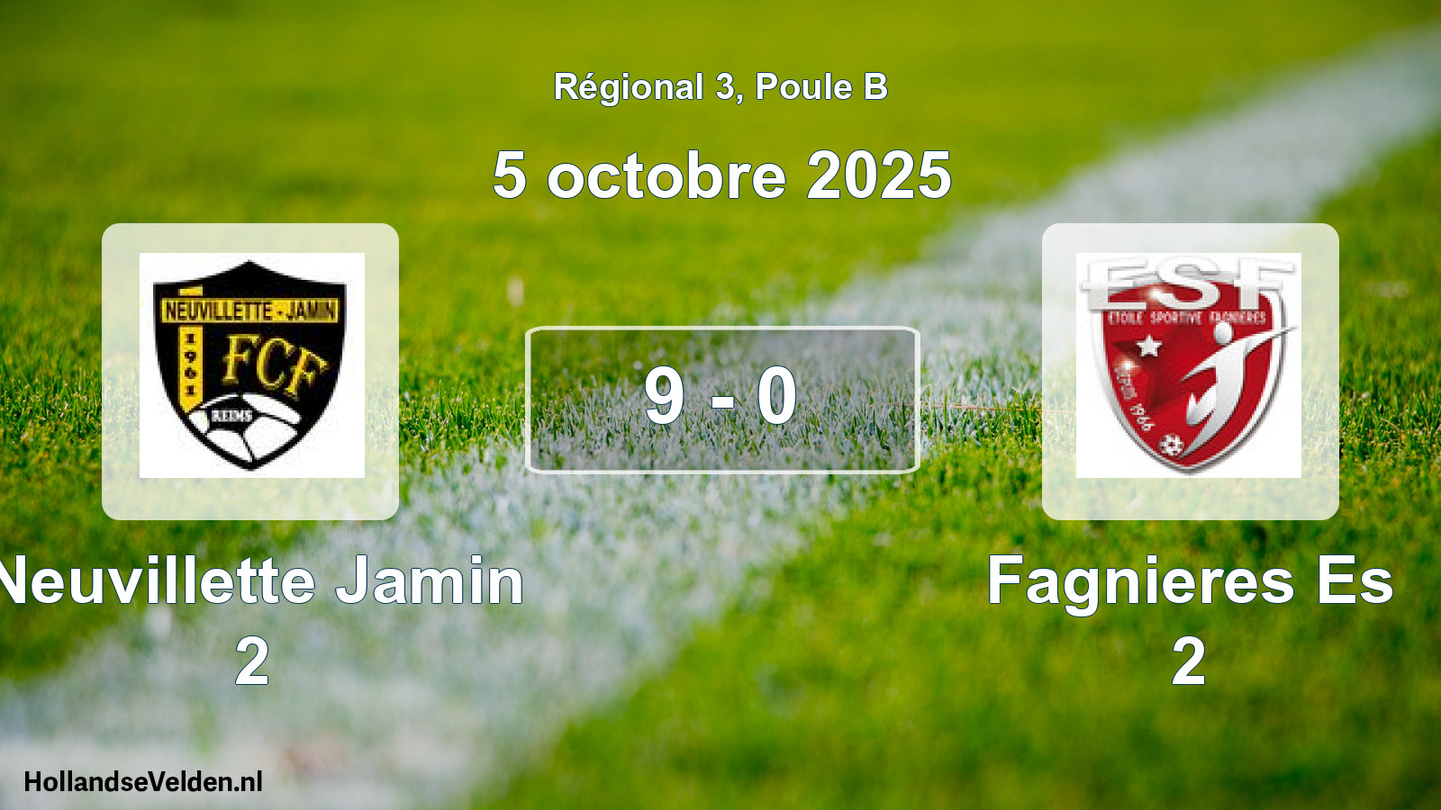 Gespeelde wedstrijd: Neuvillette Jamin 2 - Fagnieres Es 2 9 - 0 (5 octobre 2025)