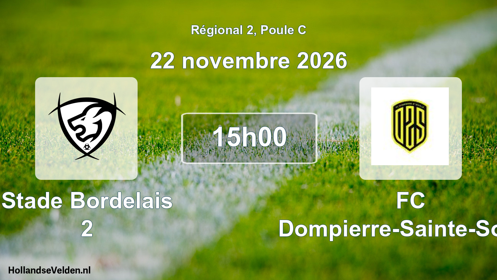 Match programmé: Stade Bordelais 2 - FC Dompierre-Sainte-Soulle (22 novembre 2026)