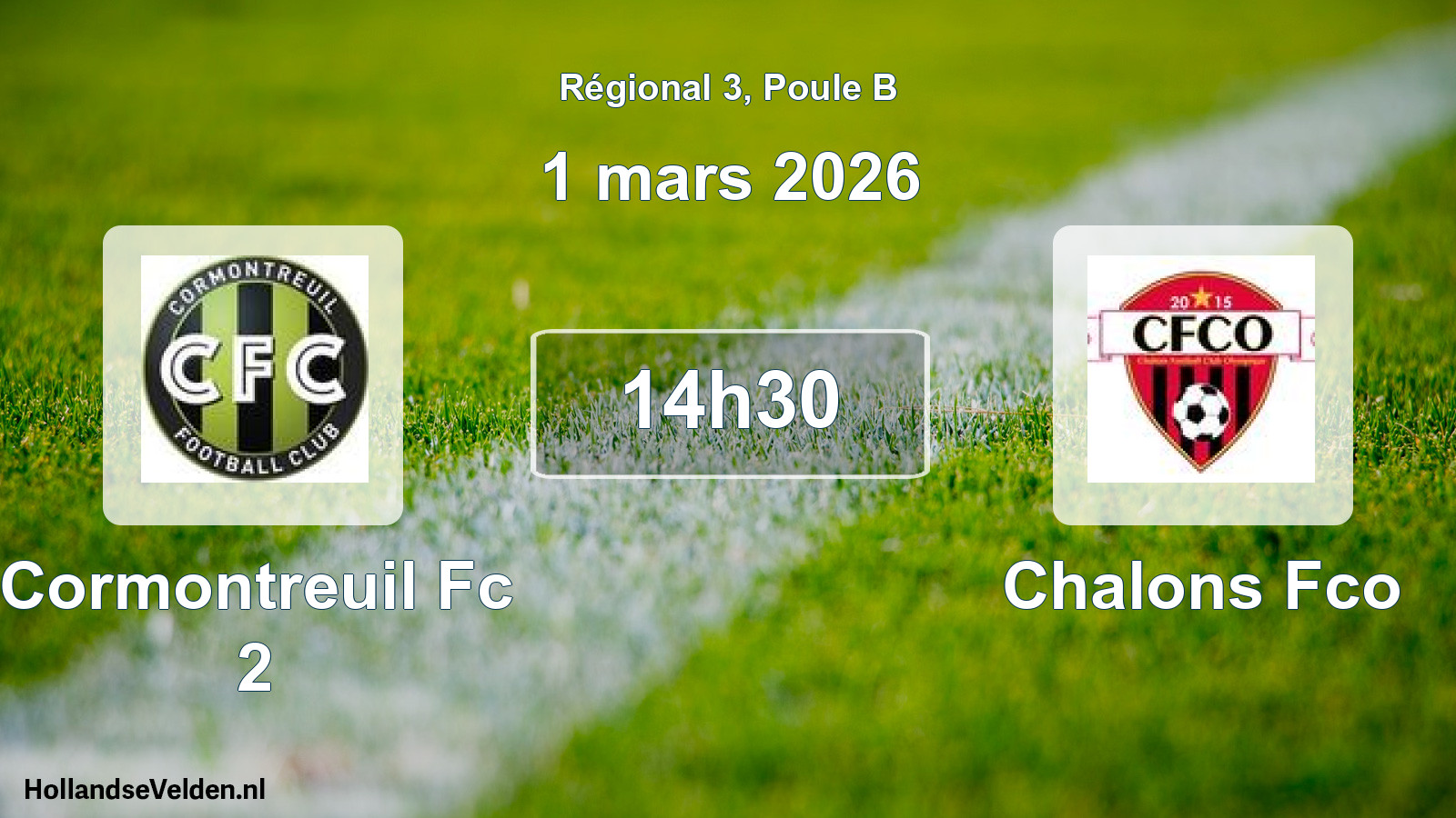Geplande wedstrijd: Cormontreuil Fc 2 - Chalons Fco (1 maart 2026)