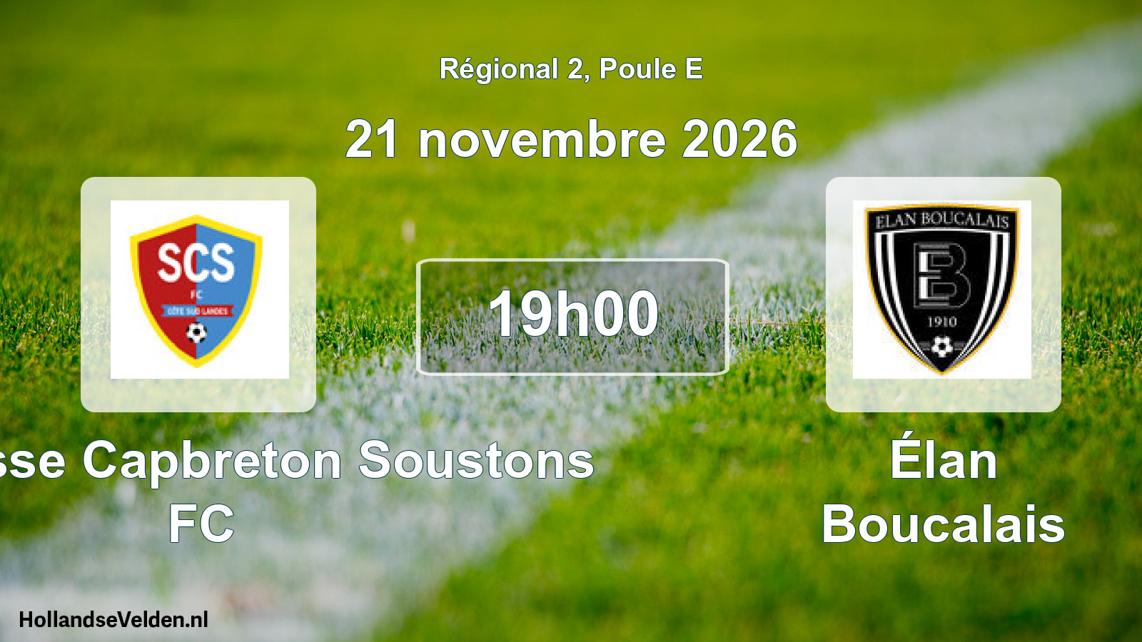 Scheduled Match: Seignosse Capbreton Soustons FC - Élan Boucalais (21 November 2026)