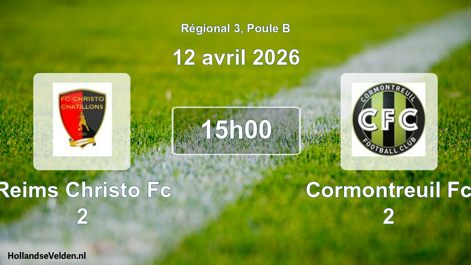 Geplande wedstrijd: Reims Christo Fc 2 - Cormontreuil Fc 2 (12 avril 2026)