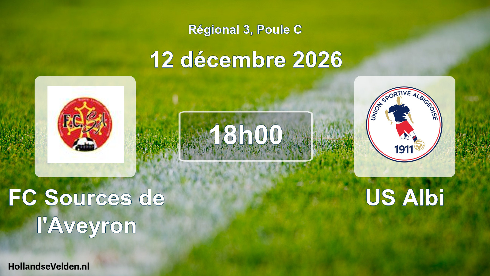 Match programmé: FC Sources de l'Aveyron - US Albi (12 décembre 2026)