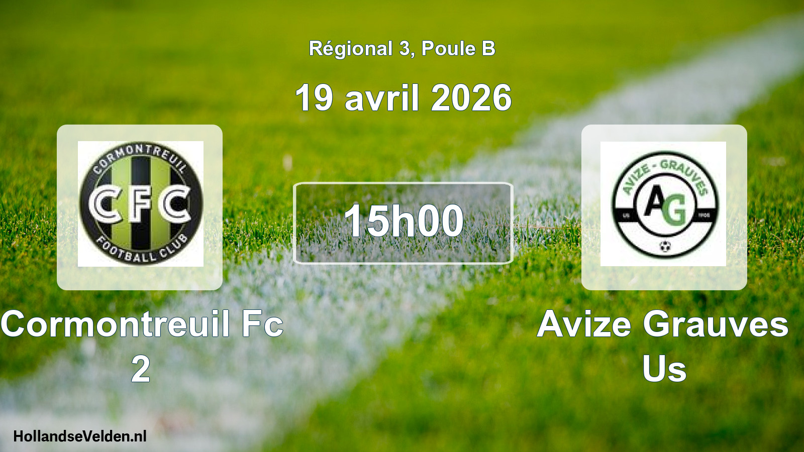 Geplande wedstrijd: Cormontreuil Fc 2 - Avize Grauves Us (19 avril 2026)