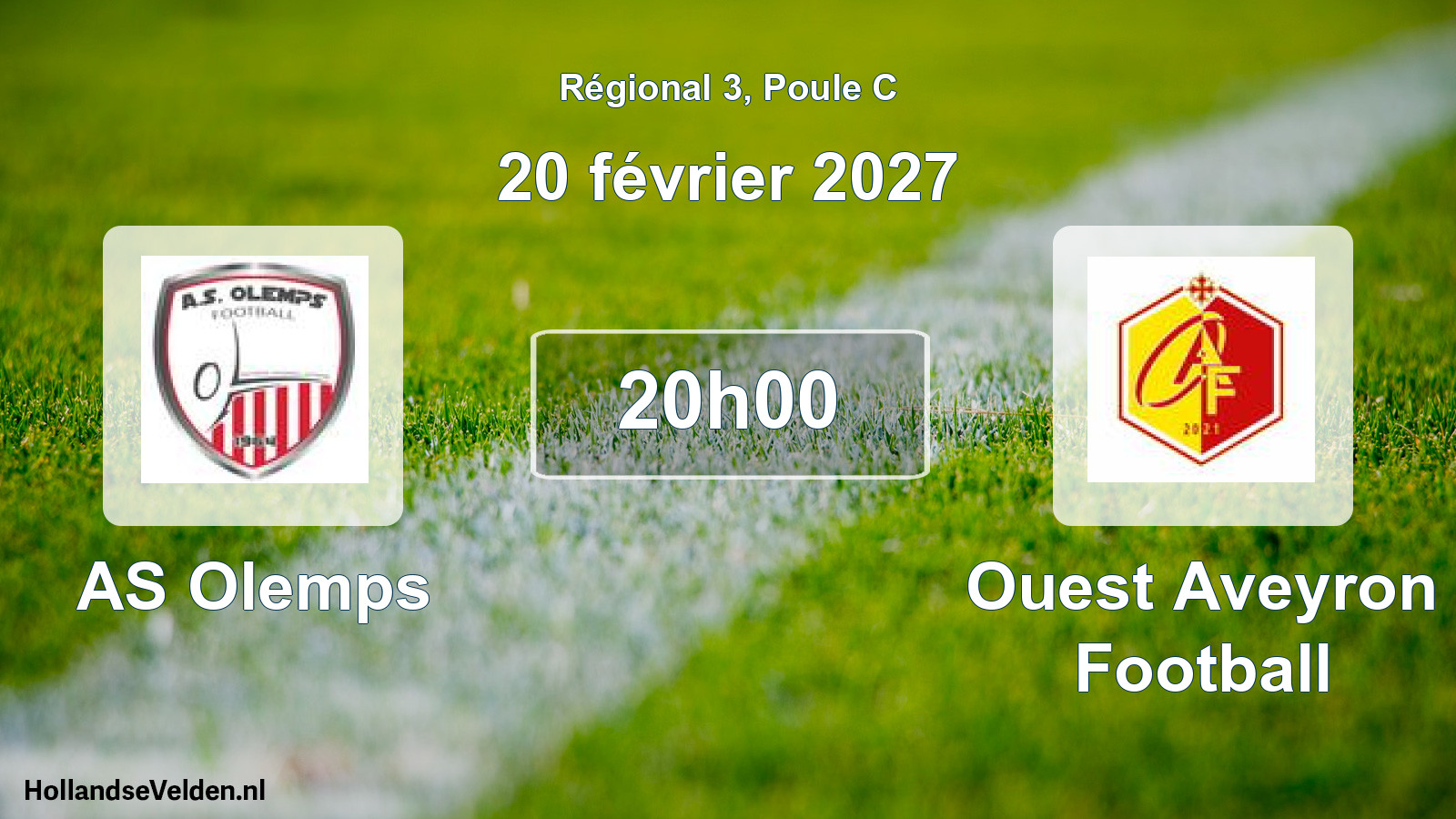 Match programmé: AS Olemps - Ouest Aveyron Football (20 février 2027)