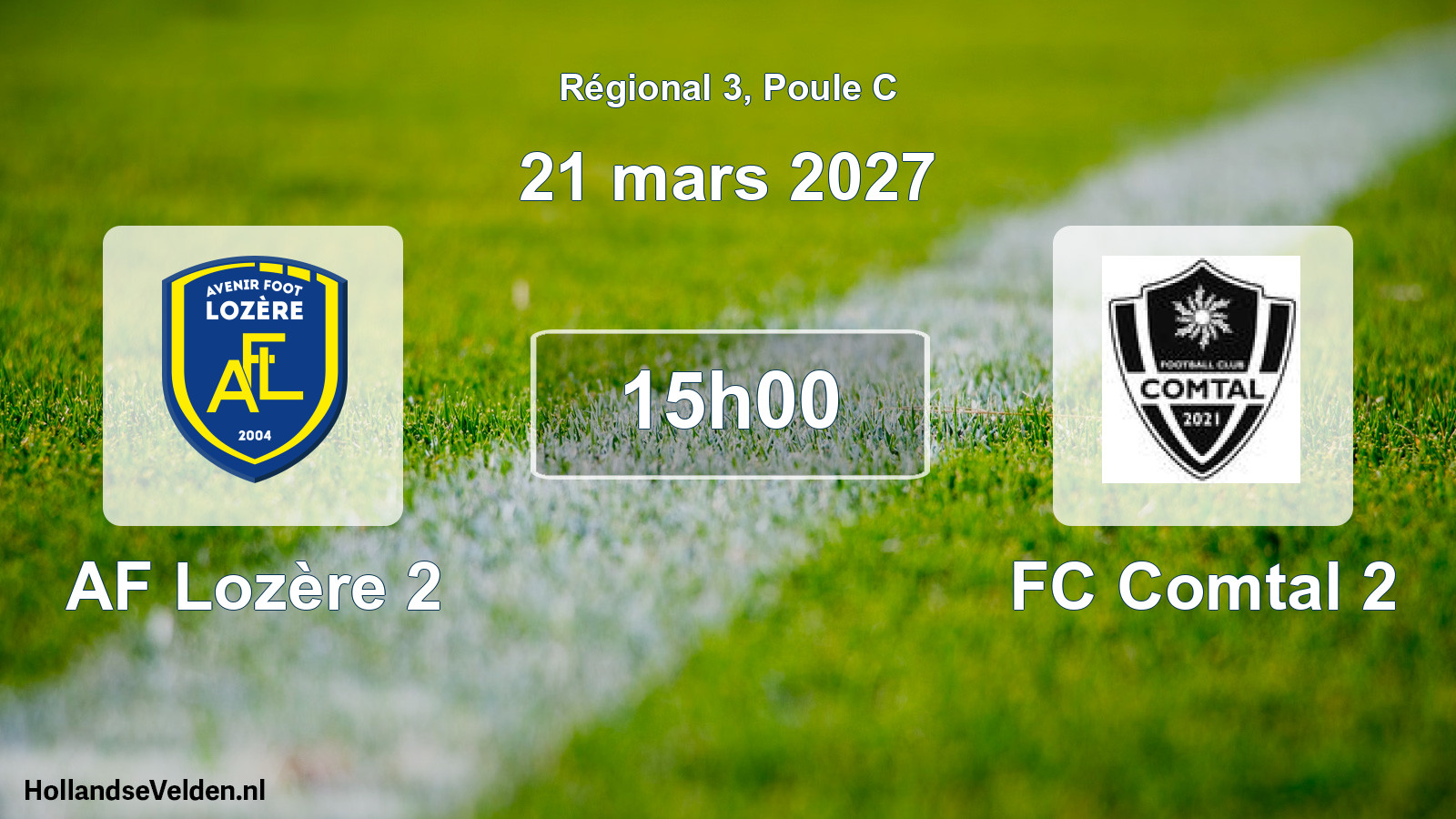 Match programmé: AF Lozère 2 - FC Comtal 2 (21 mars 2027)