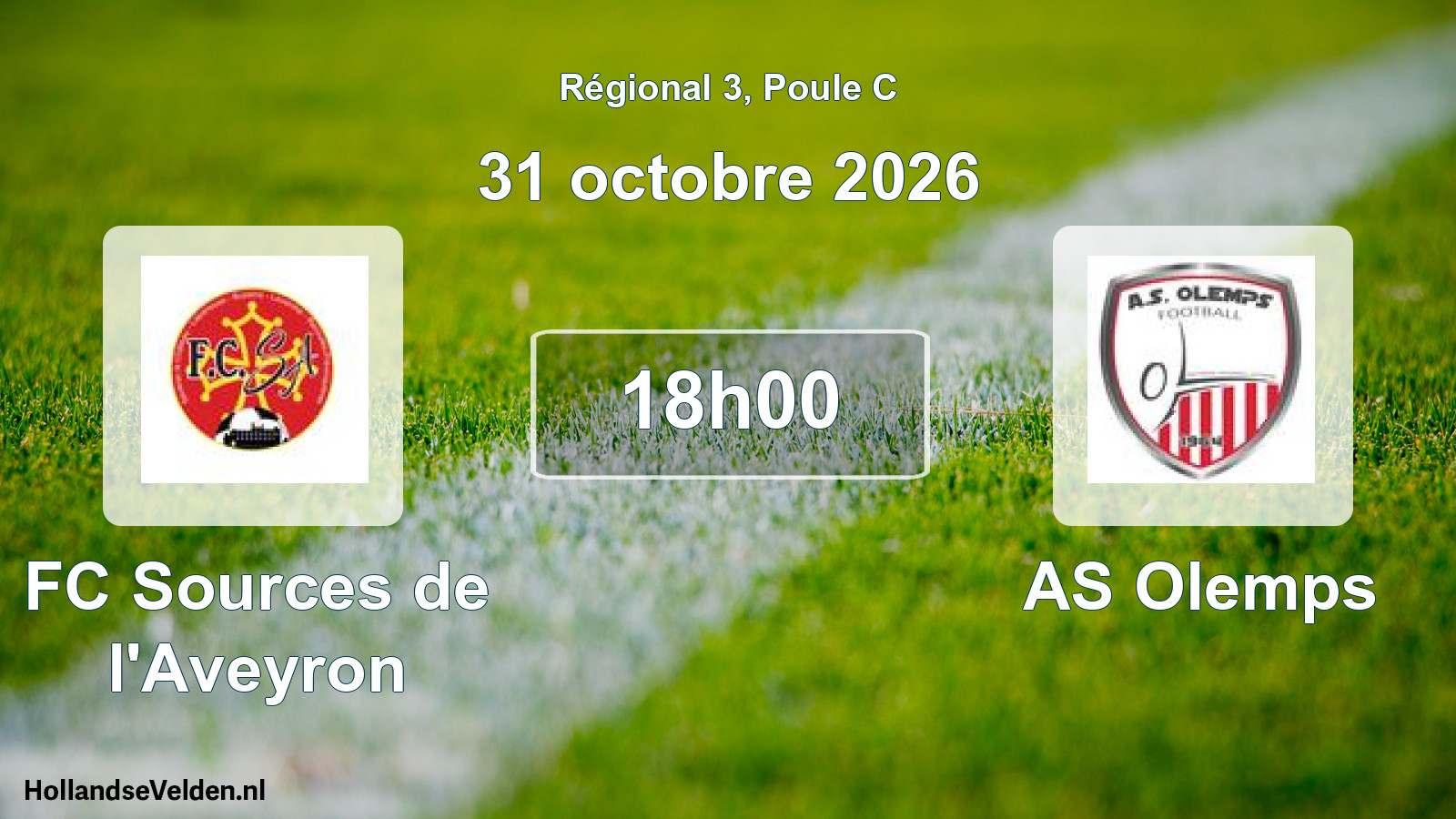 Match programmé: FC Sources de l'Aveyron - AS Olemps (31 octobre 2026)