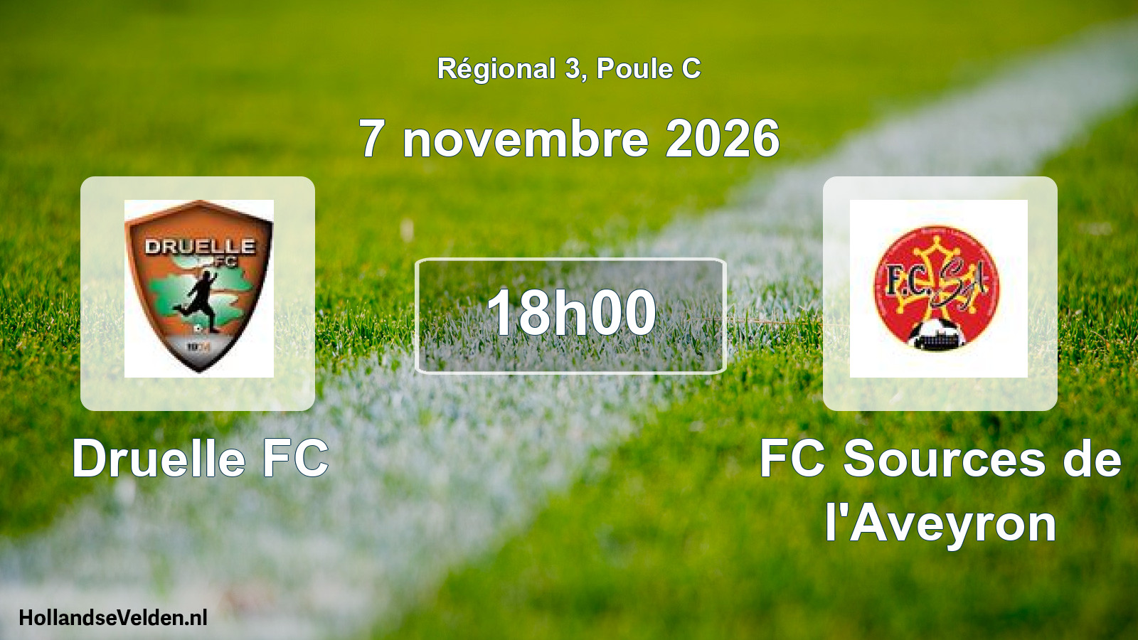 Match programmé: Druelle FC - FC Sources de l'Aveyron (7 novembre 2026)
