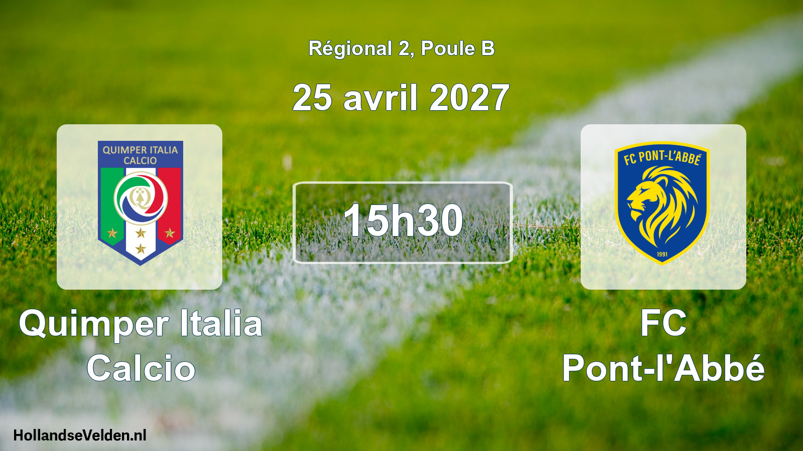 Match programmé: Quimper Italia Calcio - FC Pont-l'Abbé (25 avril 2027)
