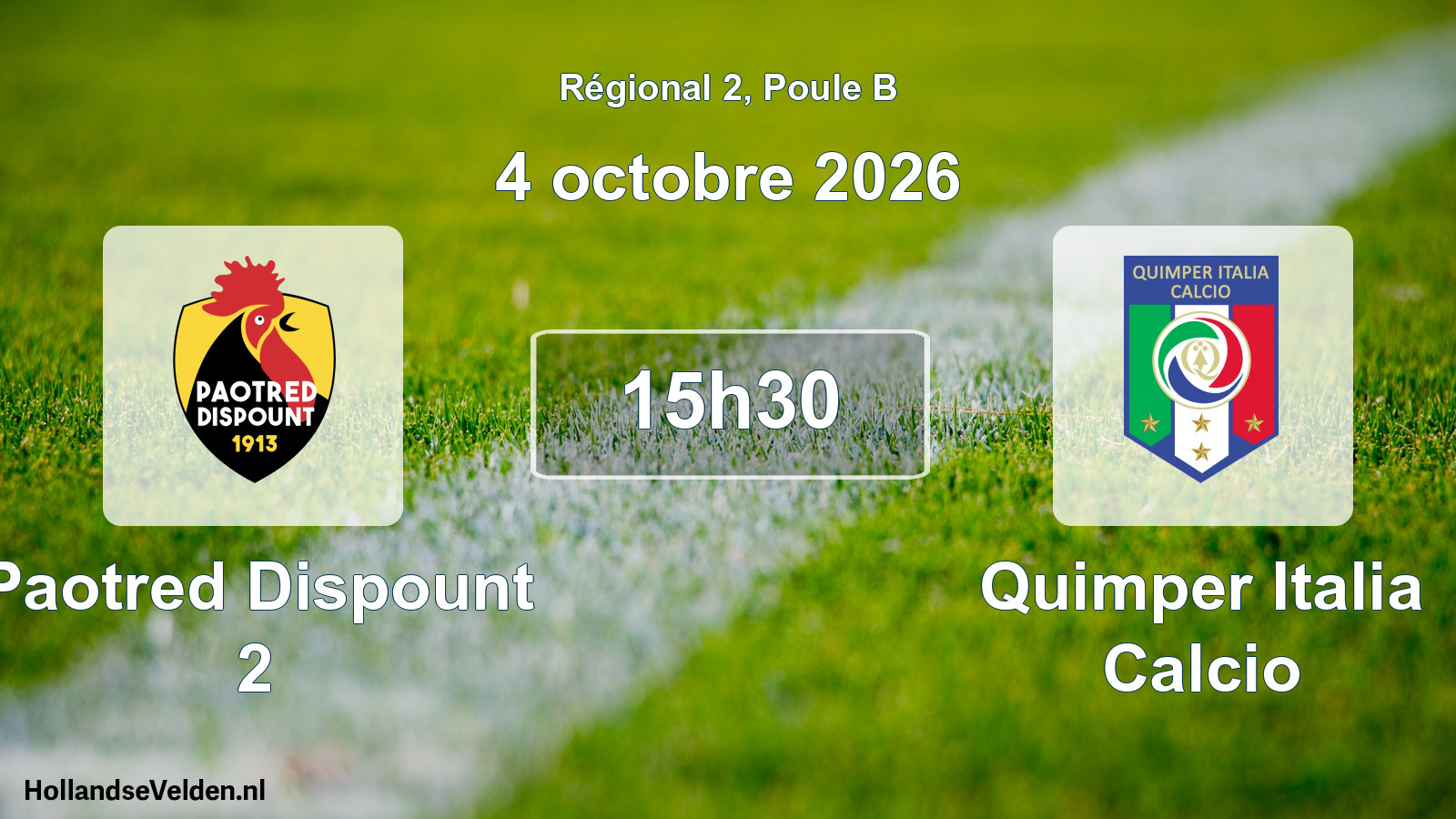 Match programmé: Paotred Dispount 2 - Quimper Italia Calcio (4 octobre 2026)