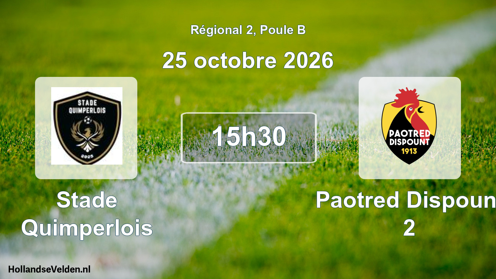 Match programmé: Stade Quimperlois - Paotred Dispount 2 (25 octobre 2026)