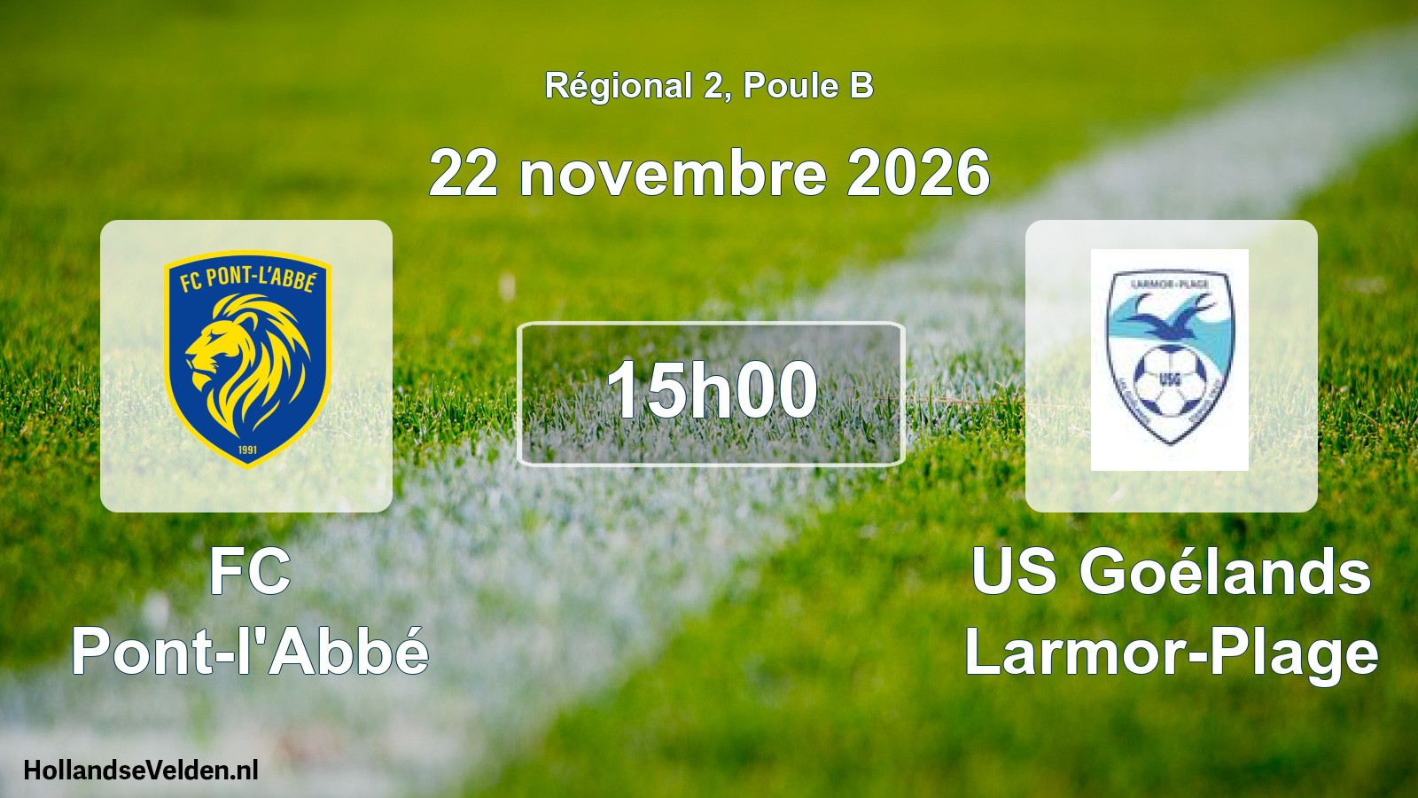 Scheduled Match: FC Pont-l'Abbé - US Goélands Larmor-Plage (22 November 2026)