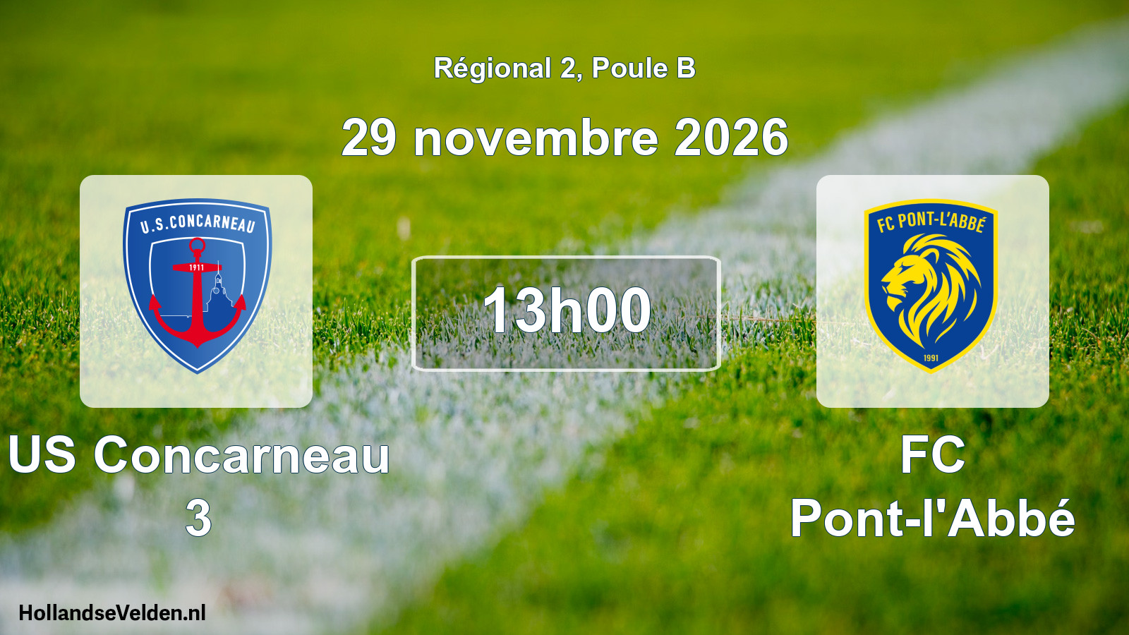 Match programmé: US Concarneau 3 - FC Pont-l'Abbé (29 novembre 2026)