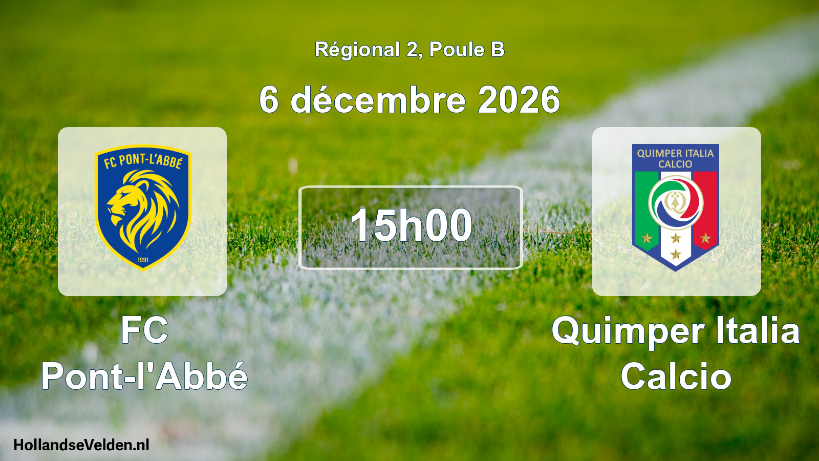 Match programmé: FC Pont-l'Abbé - Quimper Italia Calcio (6 décembre 2026)
