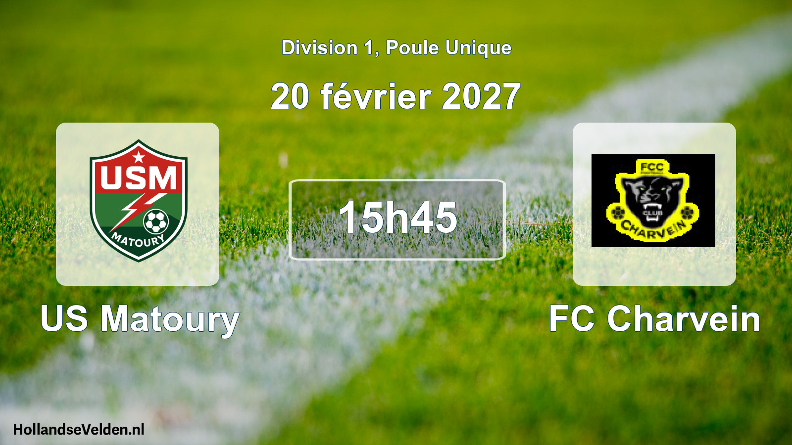 Match programmé: US Matoury - FC Charvein (20 février 2027)