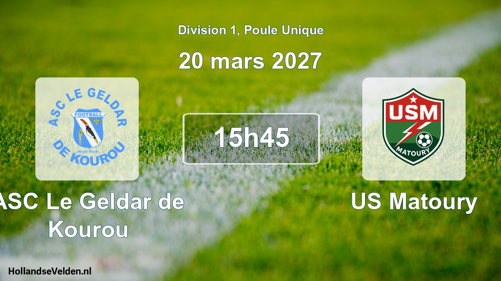 Match programmé: ASC Le Geldar de Kourou - US Matoury (20 mars 2027)