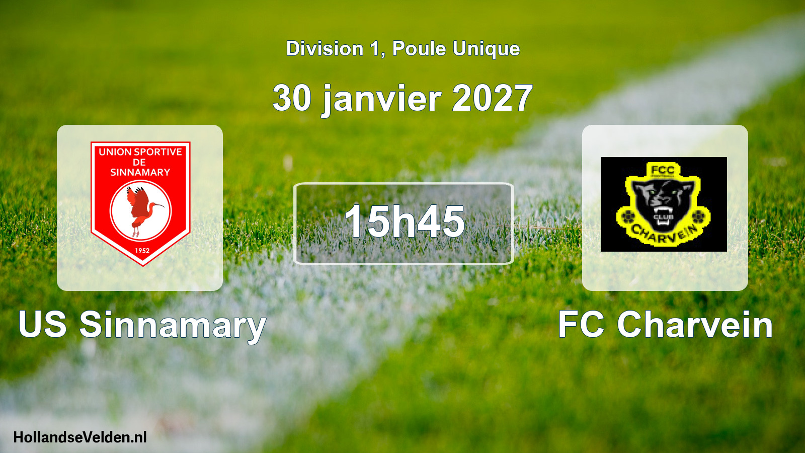 Match programmé: US Sinnamary - FC Charvein (30 janvier 2027)