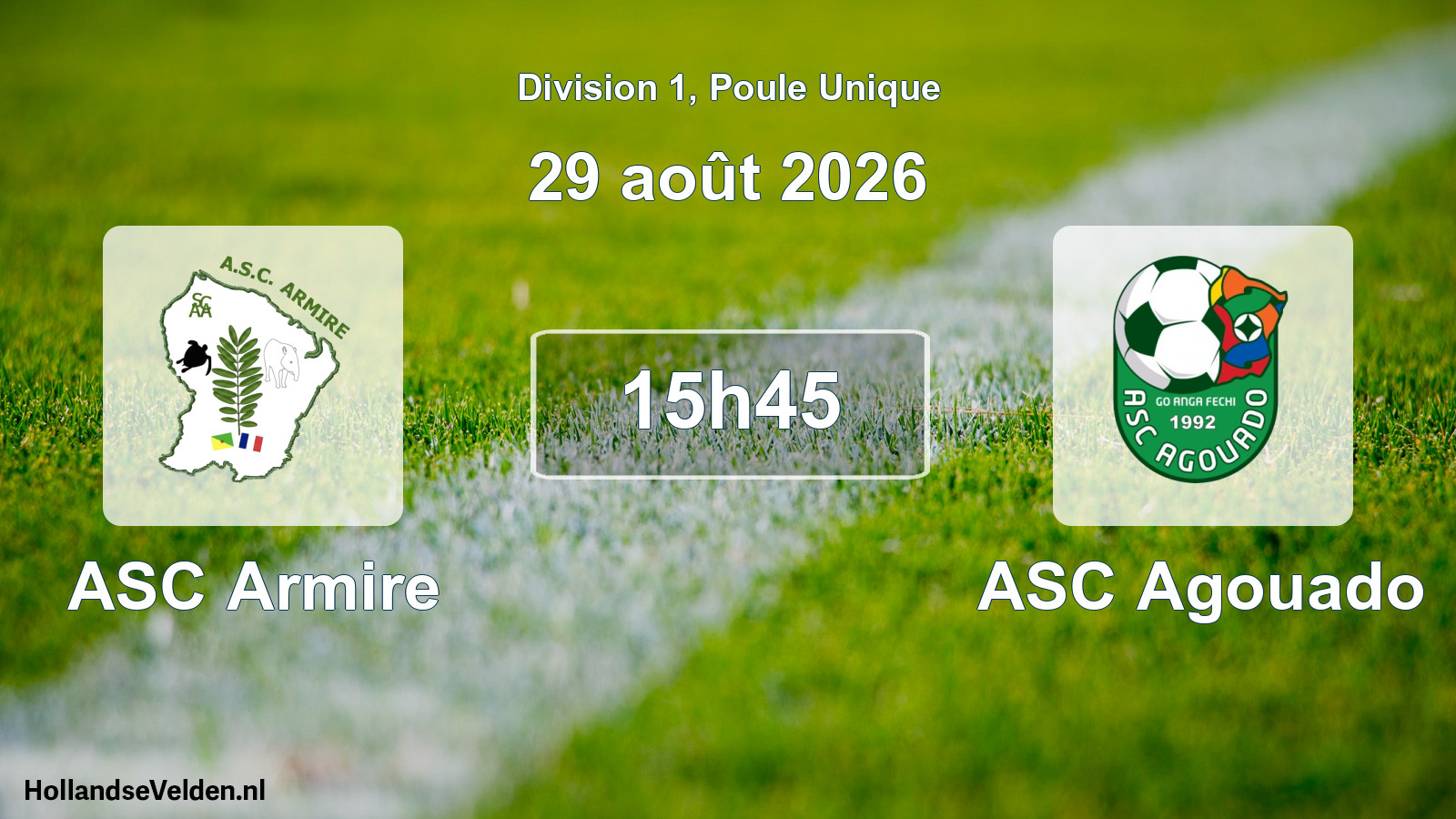Match programmé: ASC Armire - ASC Agouado (29 août 2026)